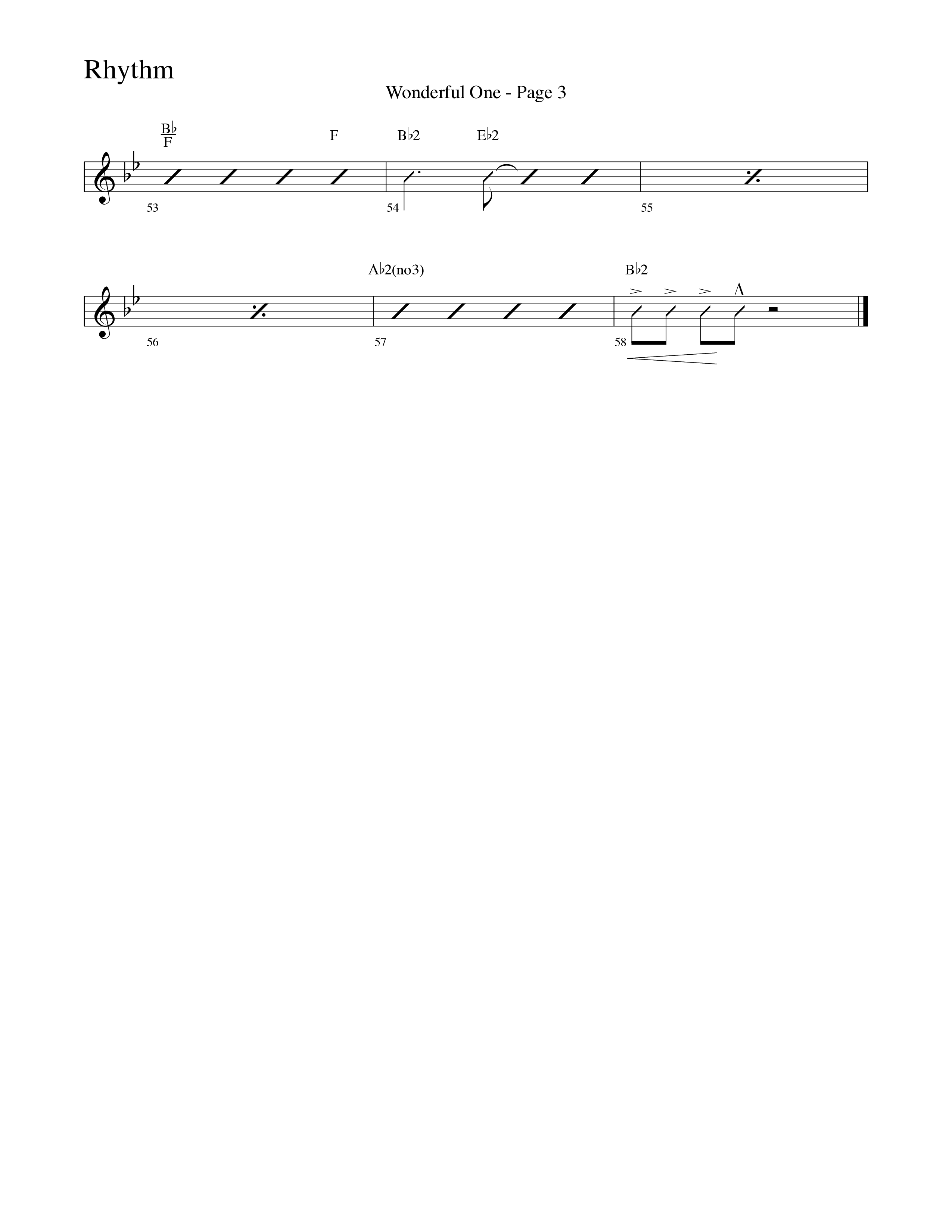 Wonderful One (Choral Anthem SATB) Rhythm Chart (Word Music Choral / Arr. Robert Sterling)
