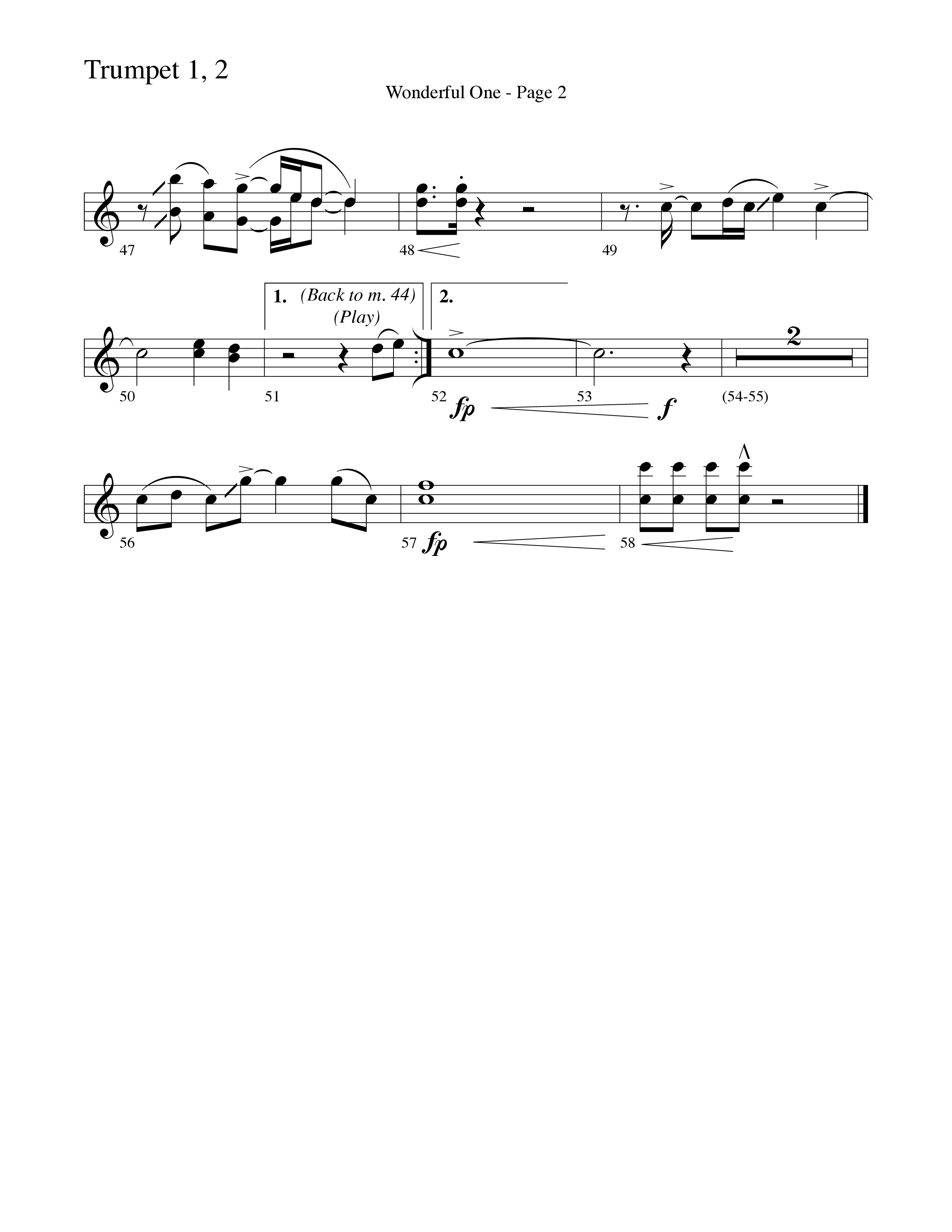 Wonderful One (Choral Anthem SATB) Trumpet 1,2 (Word Music Choral / Arr. Robert Sterling)