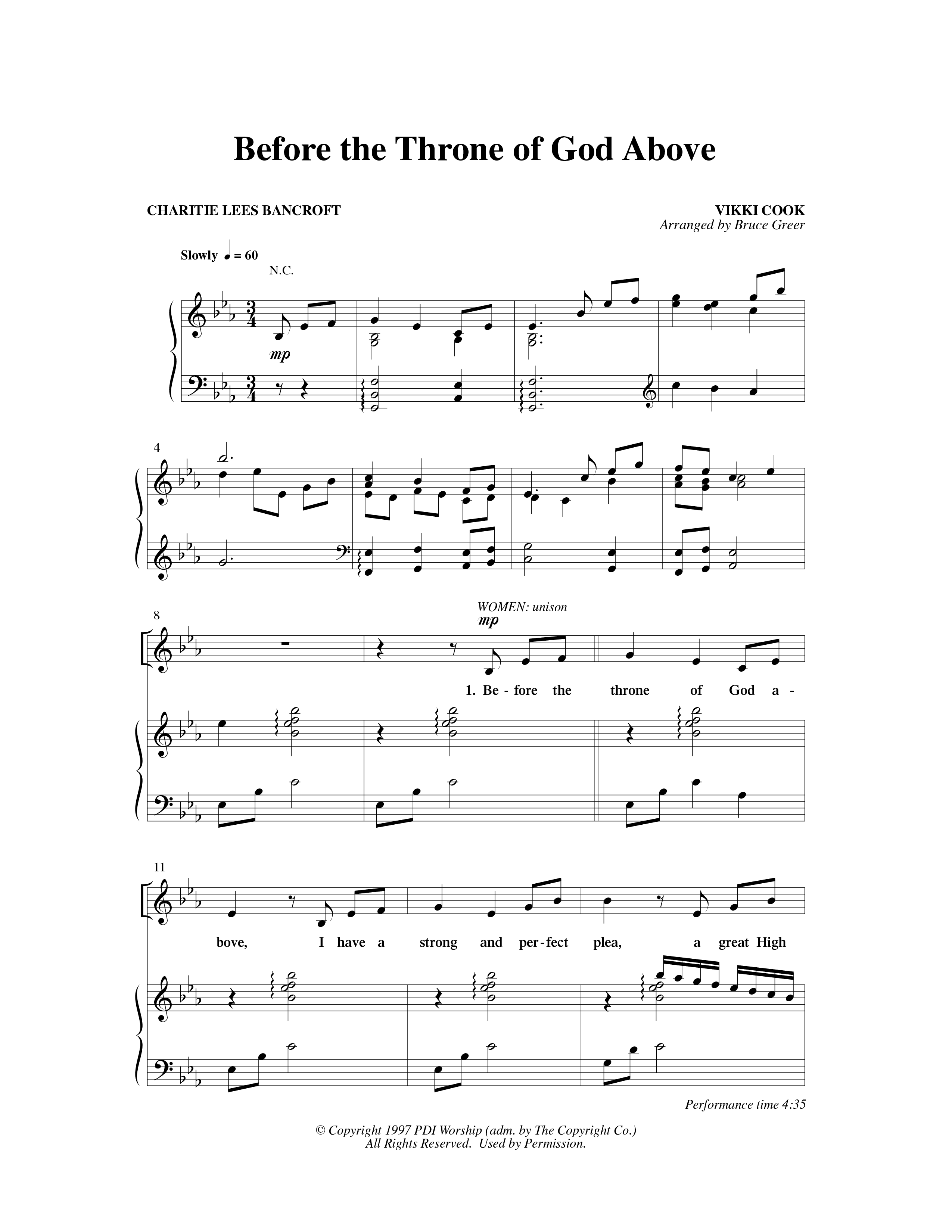 Before The Throne Of God Above (Choral Anthem SATB) Anthem (SATB/Piano) (Word Music Choral / Arr. Bruce Greer)