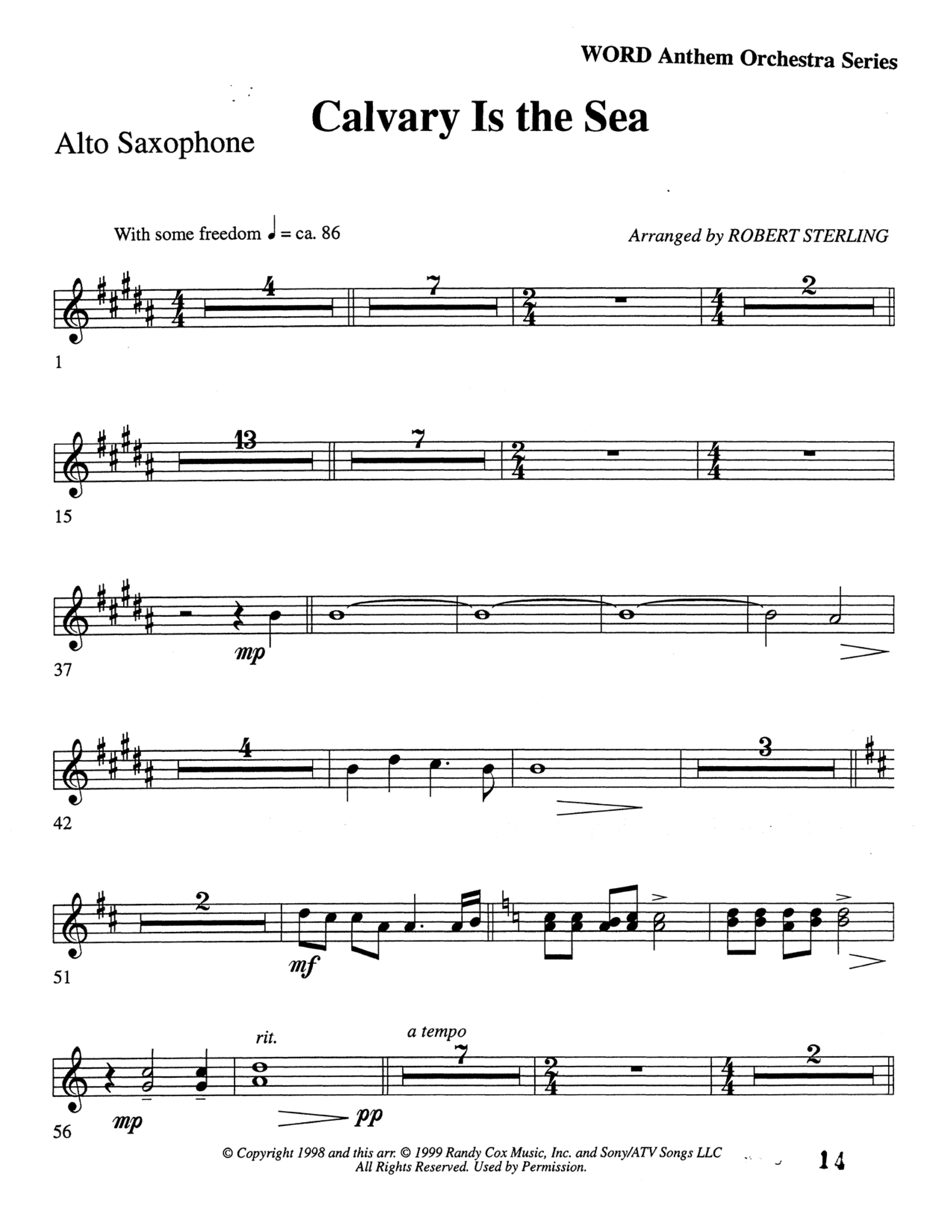 Calvary Is The Sea (Choral Anthem SATB) Bass Clarinet (Word Music Choral / Arr. Robert Sterling)