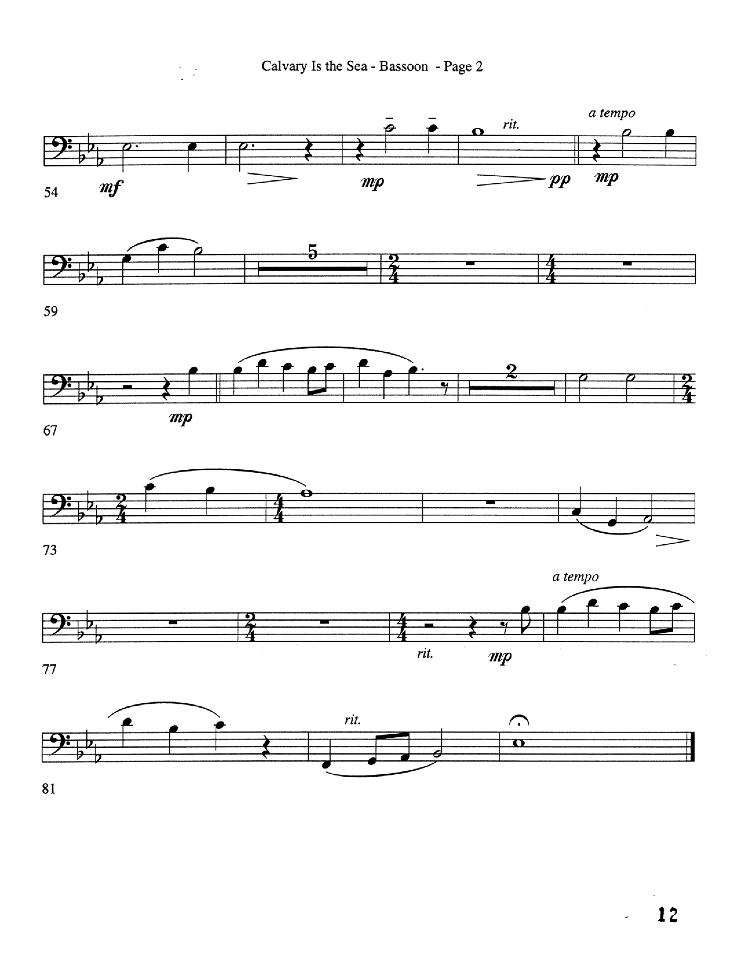 Calvary Is The Sea (Choral Anthem SATB) Bassoon (Word Music Choral / Arr. Robert Sterling)