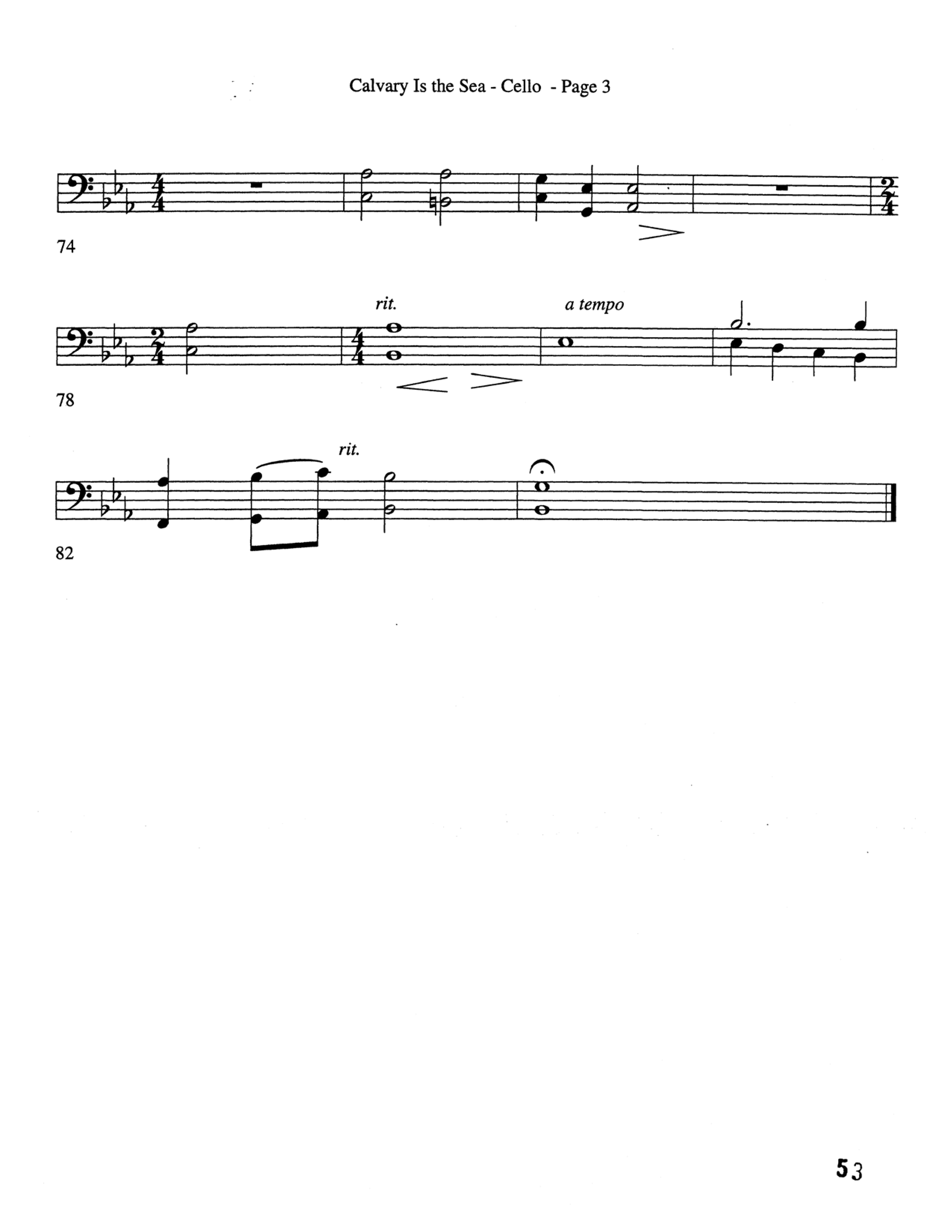 Calvary Is The Sea (Choral Anthem SATB) Cello (Word Music Choral / Arr. Robert Sterling)