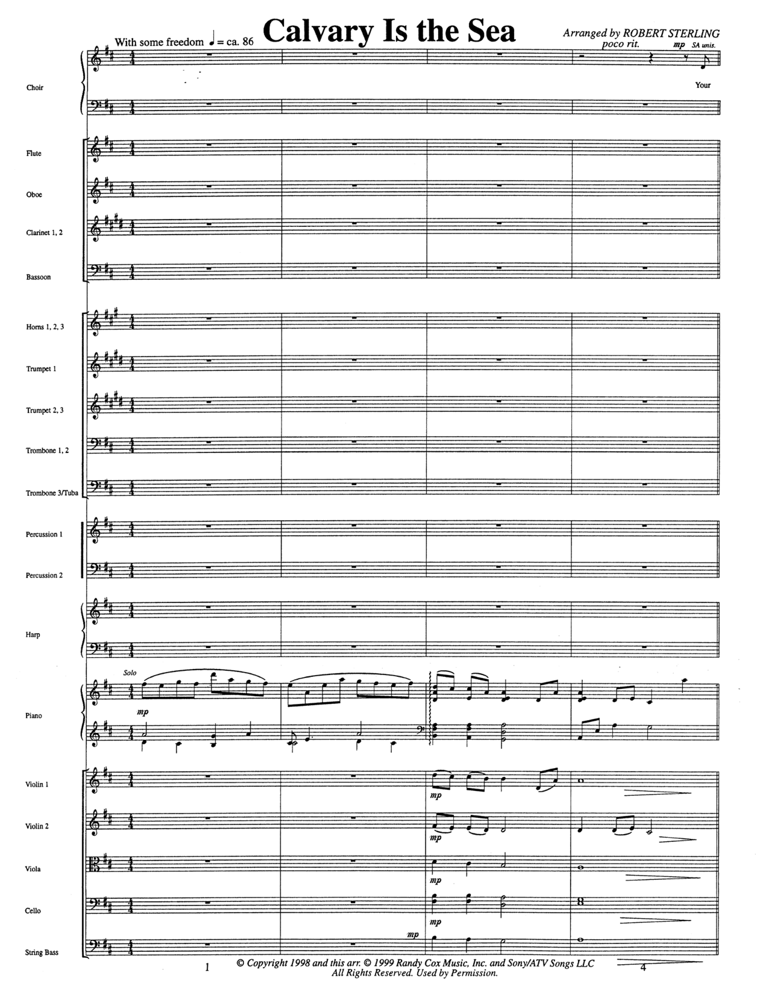 Calvary Is The Sea (Choral Anthem SATB) Orchestration (Word Music Choral / Arr. Robert Sterling)