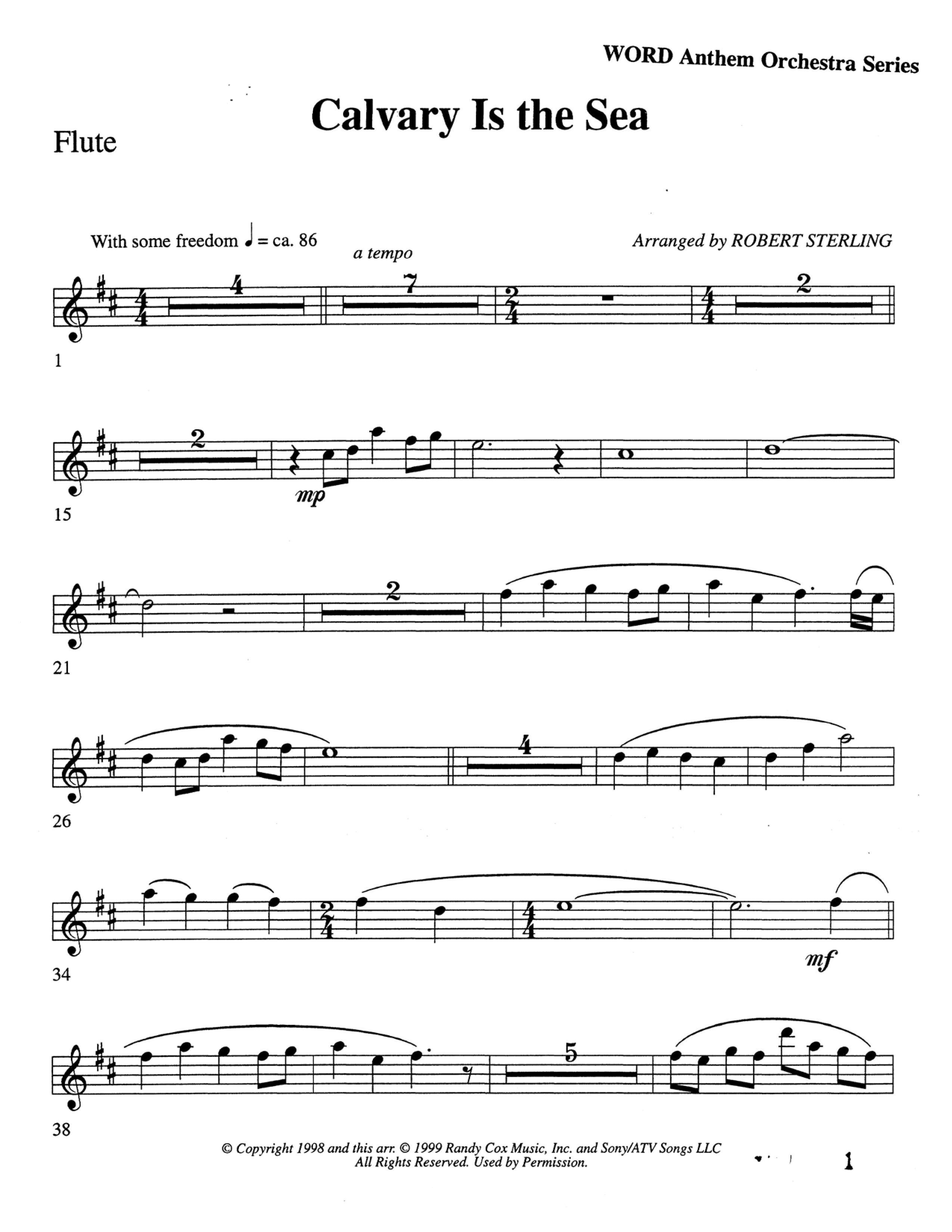 Calvary Is The Sea (Choral Anthem SATB) Flute (Word Music Choral / Arr. Robert Sterling)