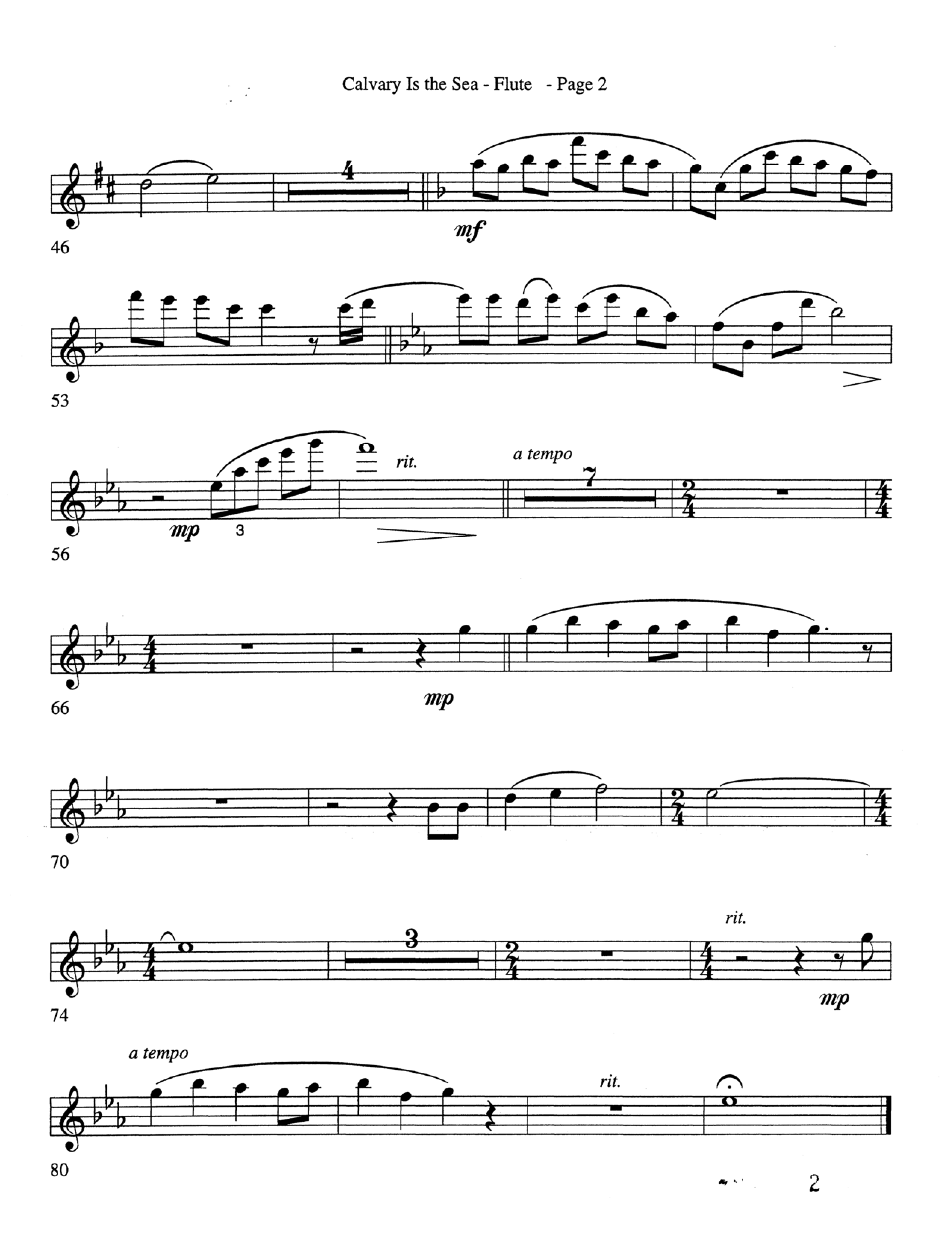 Calvary Is The Sea (Choral Anthem SATB) Flute (Word Music Choral / Arr. Robert Sterling)