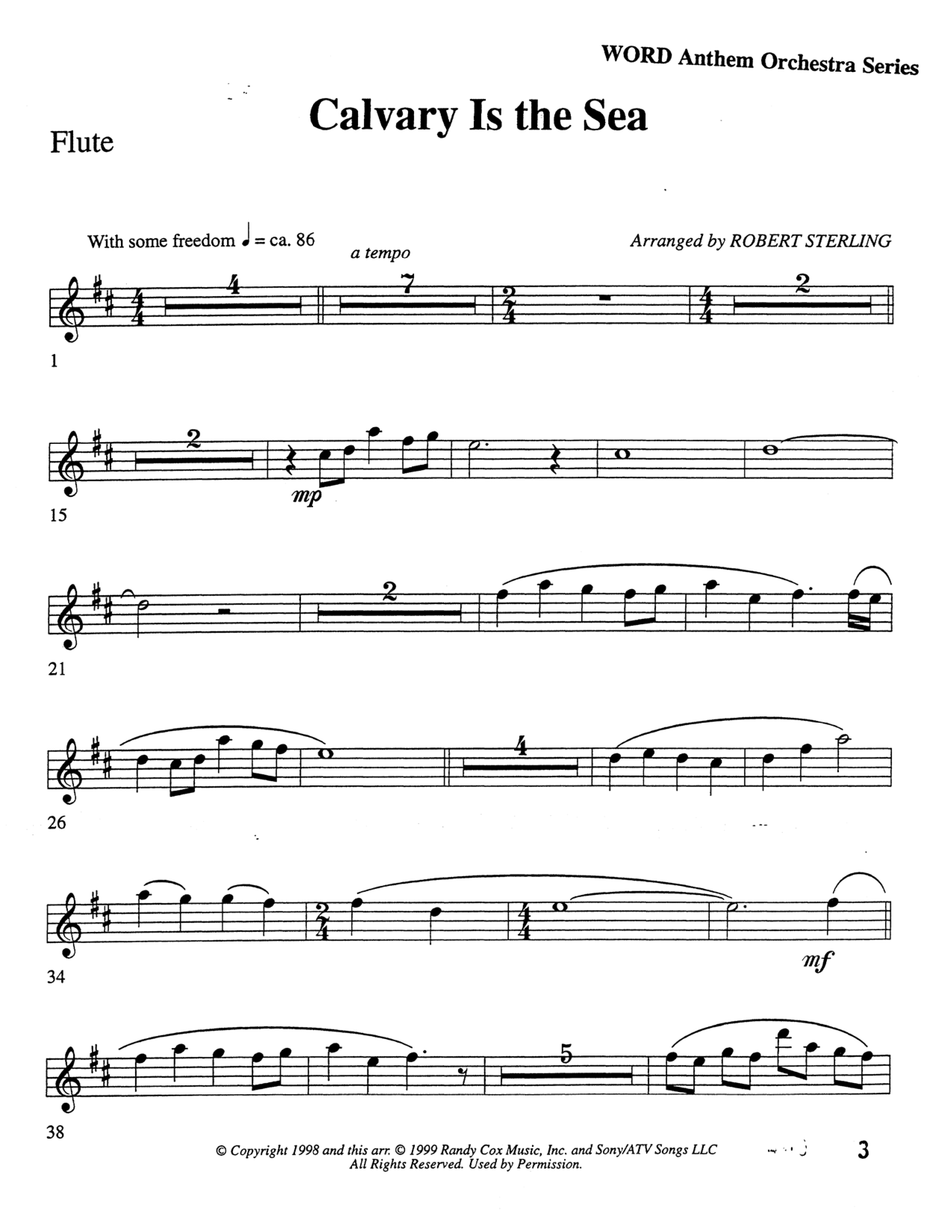 Calvary Is The Sea (Choral Anthem SATB) Flute (Word Music Choral / Arr. Robert Sterling)