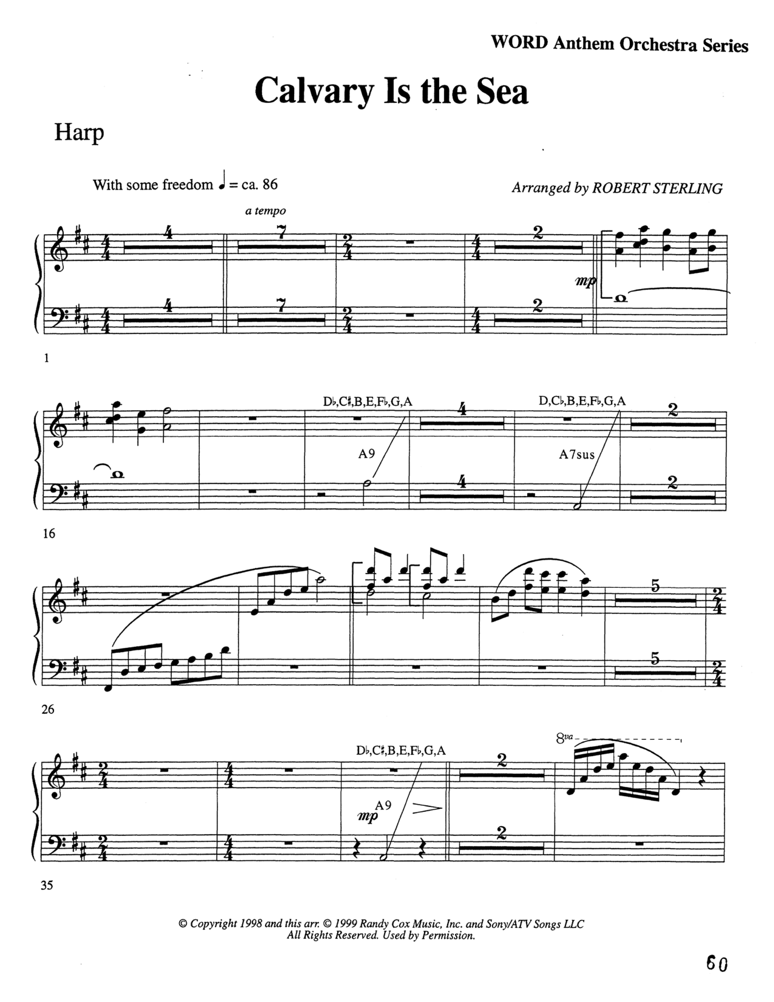 Calvary Is The Sea (Choral Anthem SATB) Harp (Word Music Choral / Arr. Robert Sterling)