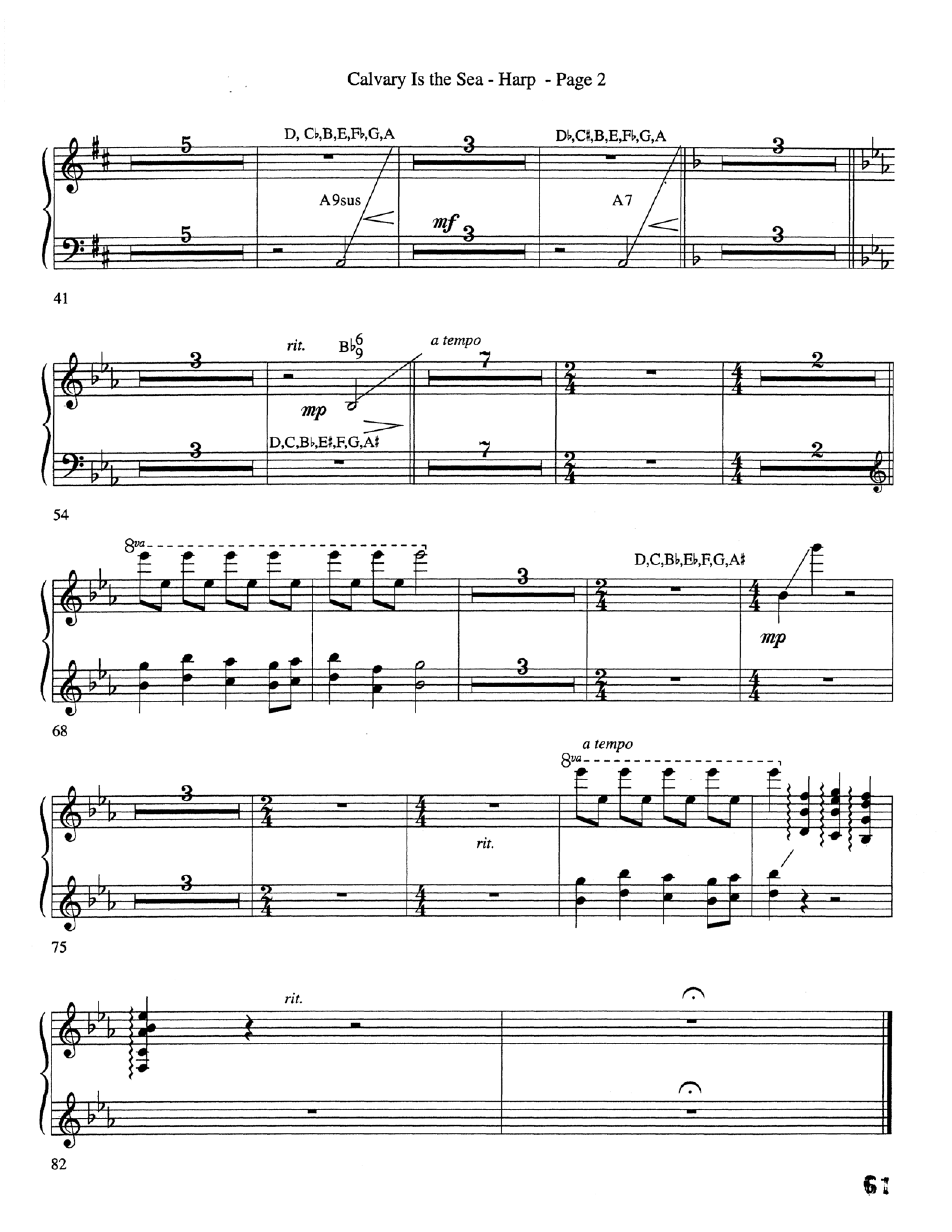 Calvary Is The Sea (Choral Anthem SATB) Harp (Word Music Choral / Arr. Robert Sterling)