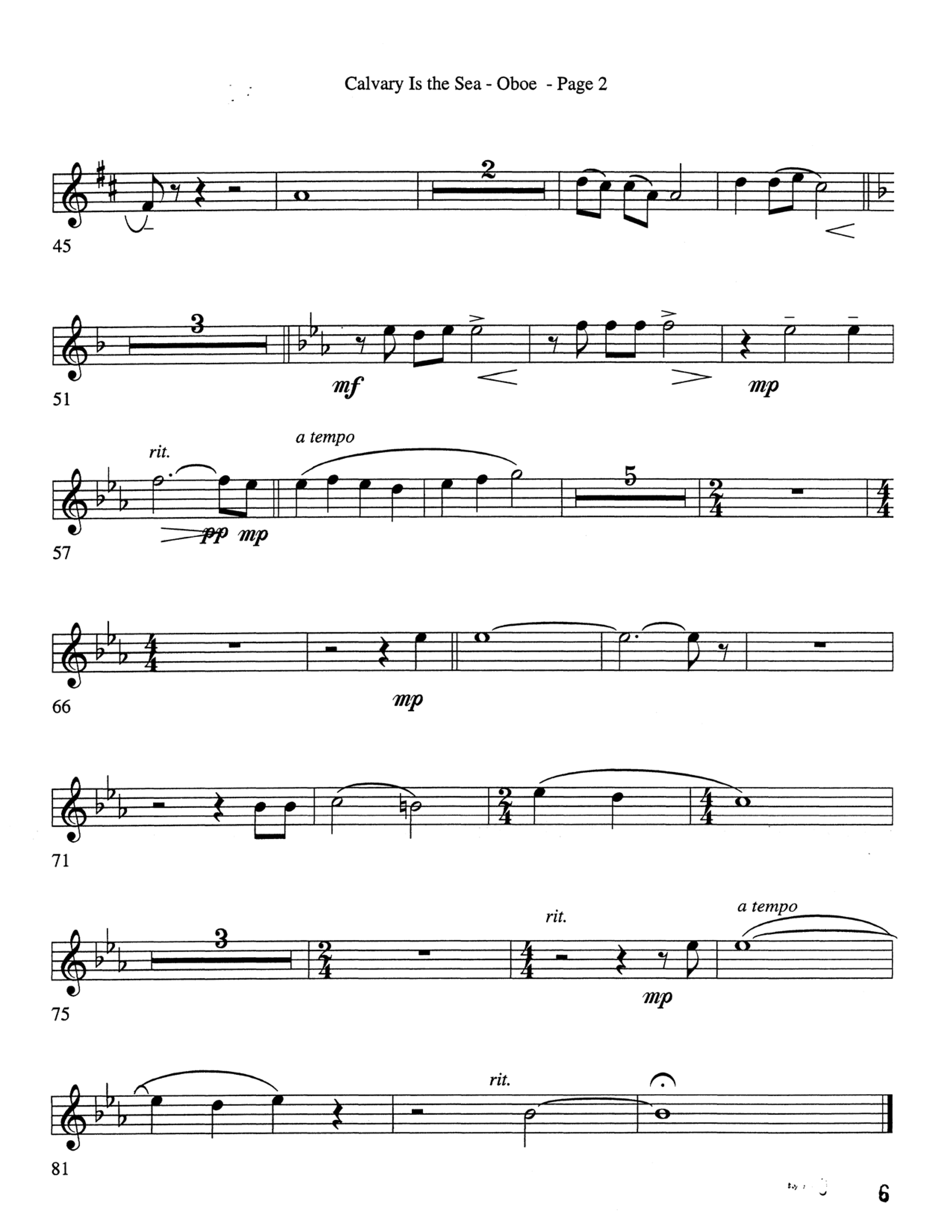 Calvary Is The Sea (Choral Anthem SATB) Oboe (Word Music Choral / Arr. Robert Sterling)