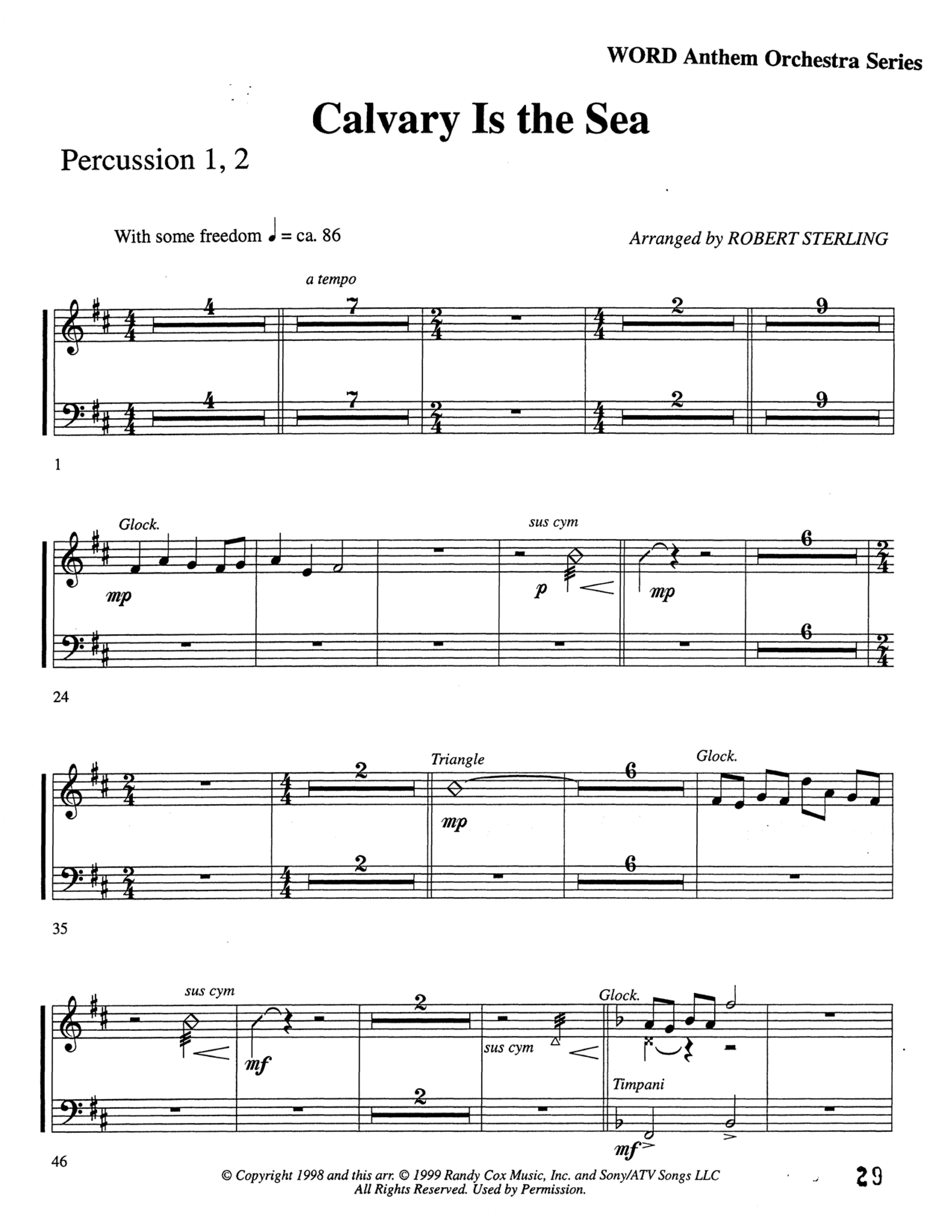 Calvary Is The Sea (Choral Anthem SATB) Percussion 1/2 (Word Music Choral / Arr. Robert Sterling)