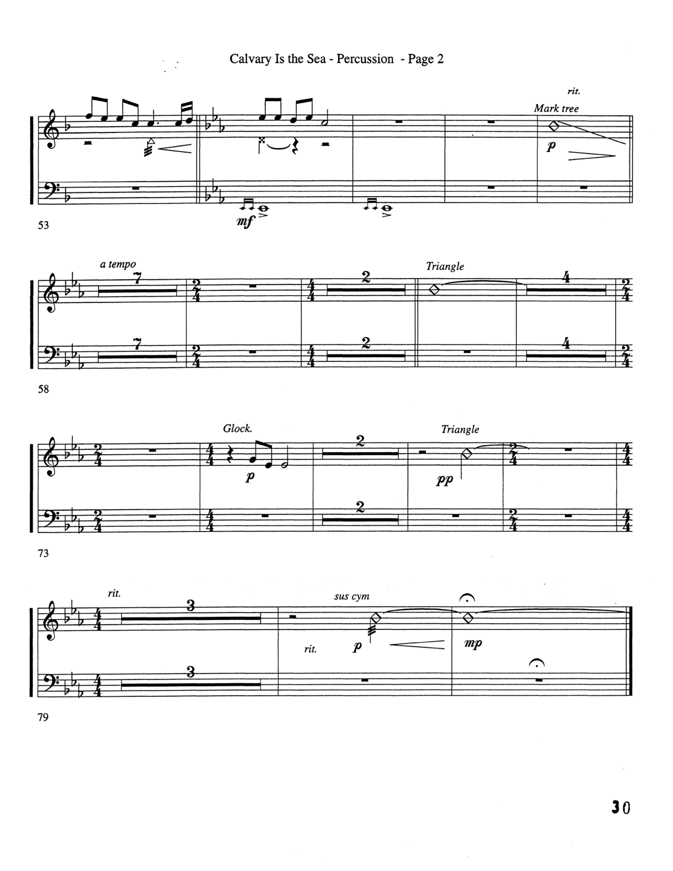 Calvary Is The Sea (Choral Anthem SATB) Percussion 1/2 (Word Music Choral / Arr. Robert Sterling)