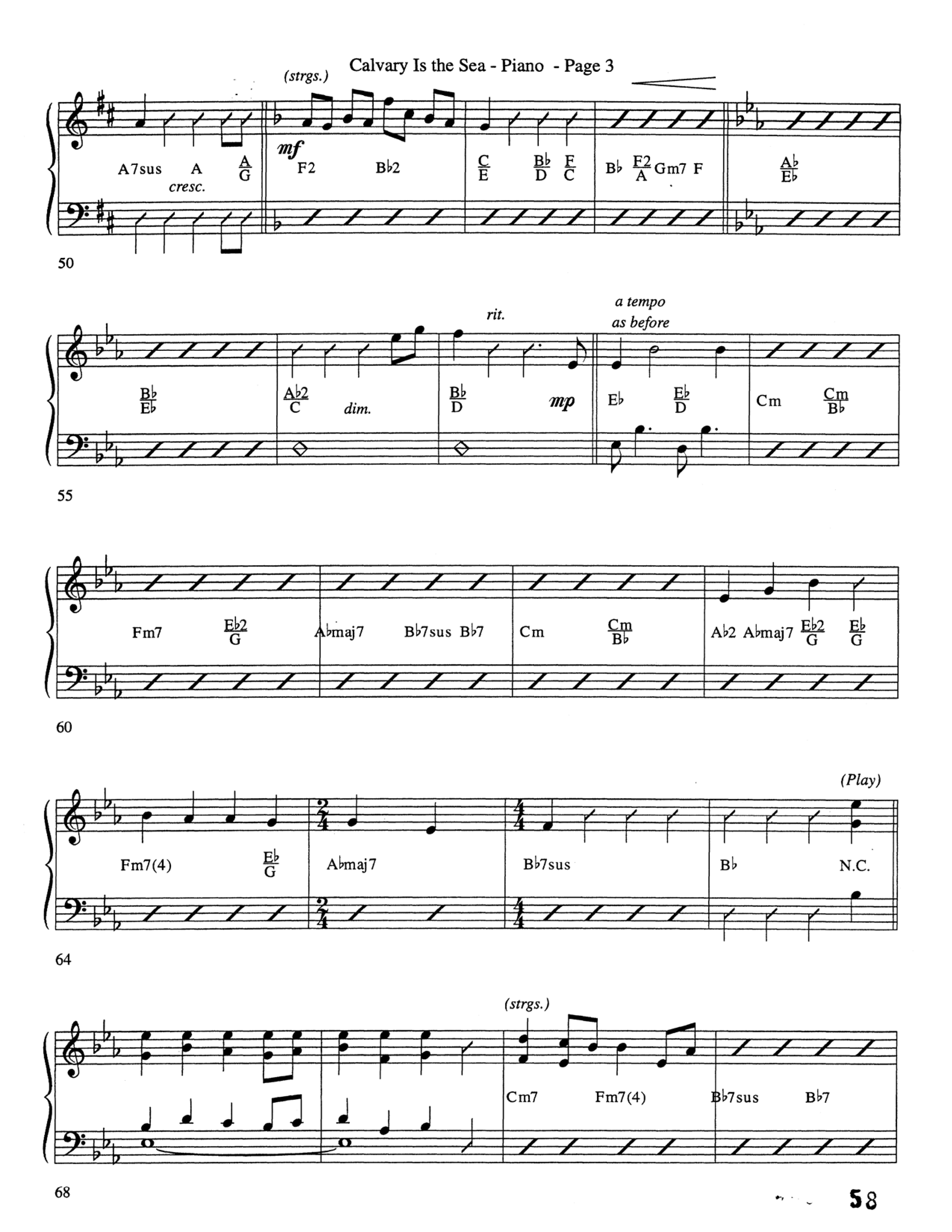 Calvary Is The Sea (Choral Anthem SATB) Piano Sheet (Word Music Choral / Arr. Robert Sterling)