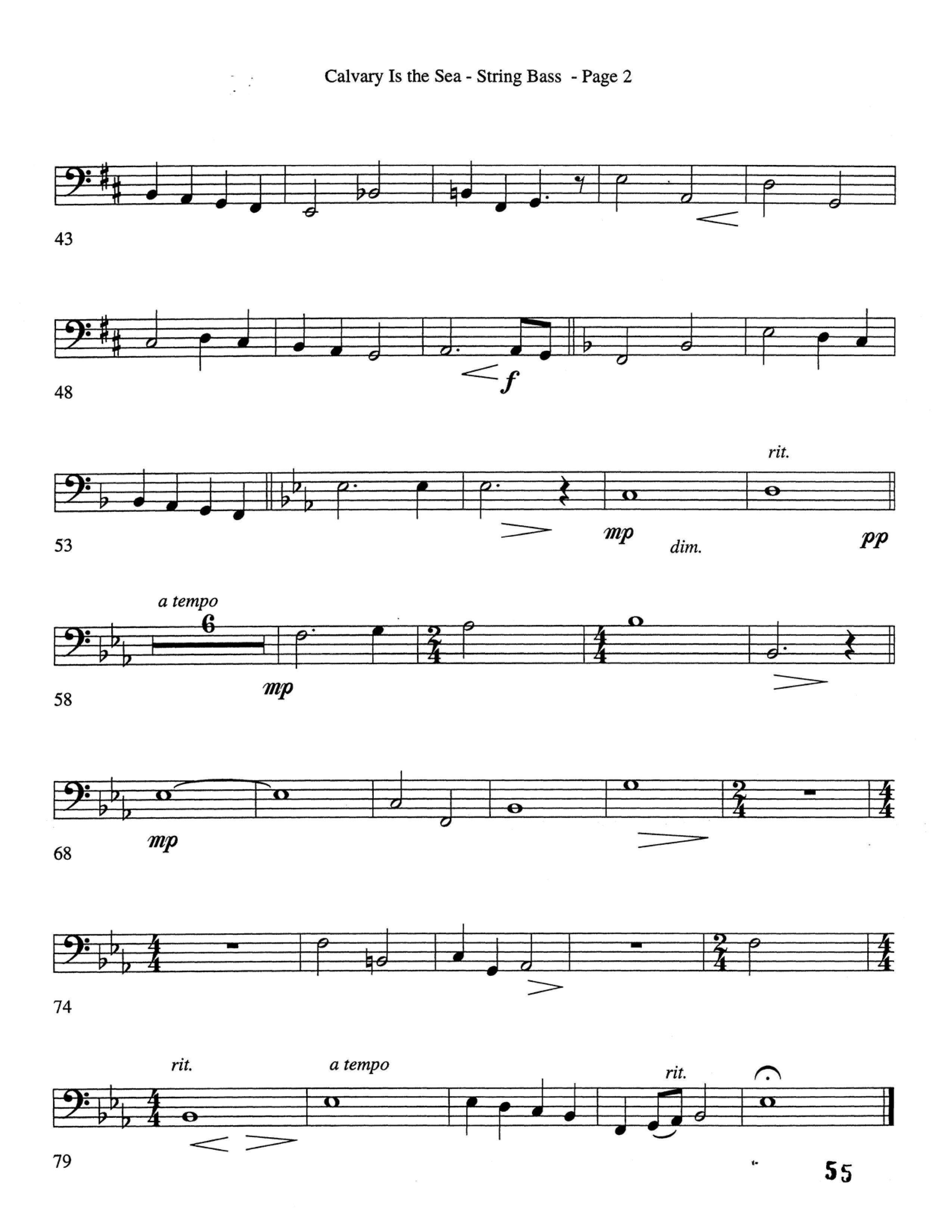 Calvary Is The Sea (Choral Anthem SATB) String Bass (Word Music Choral / Arr. Robert Sterling)