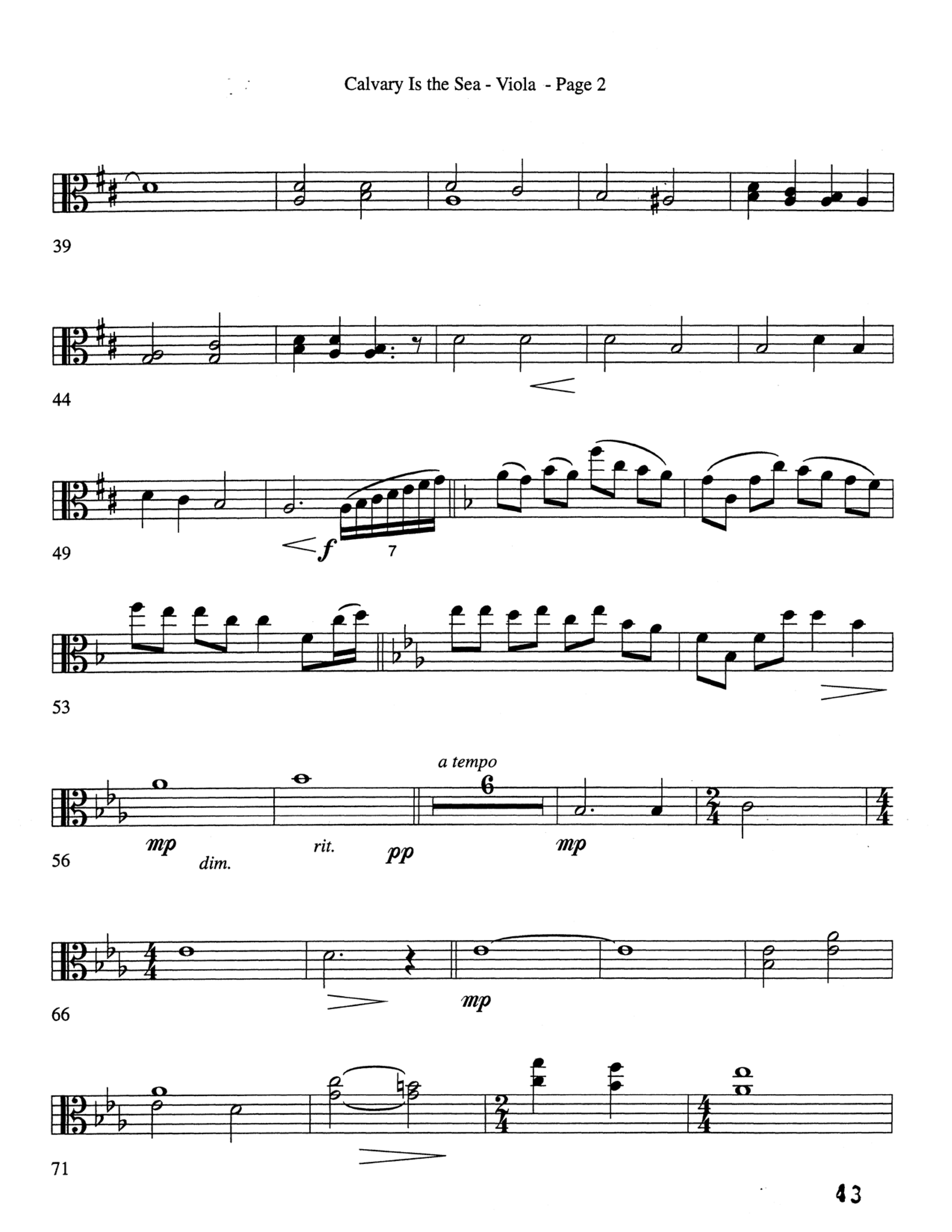 Calvary Is The Sea (Choral Anthem SATB) Viola (Word Music Choral / Arr. Robert Sterling)