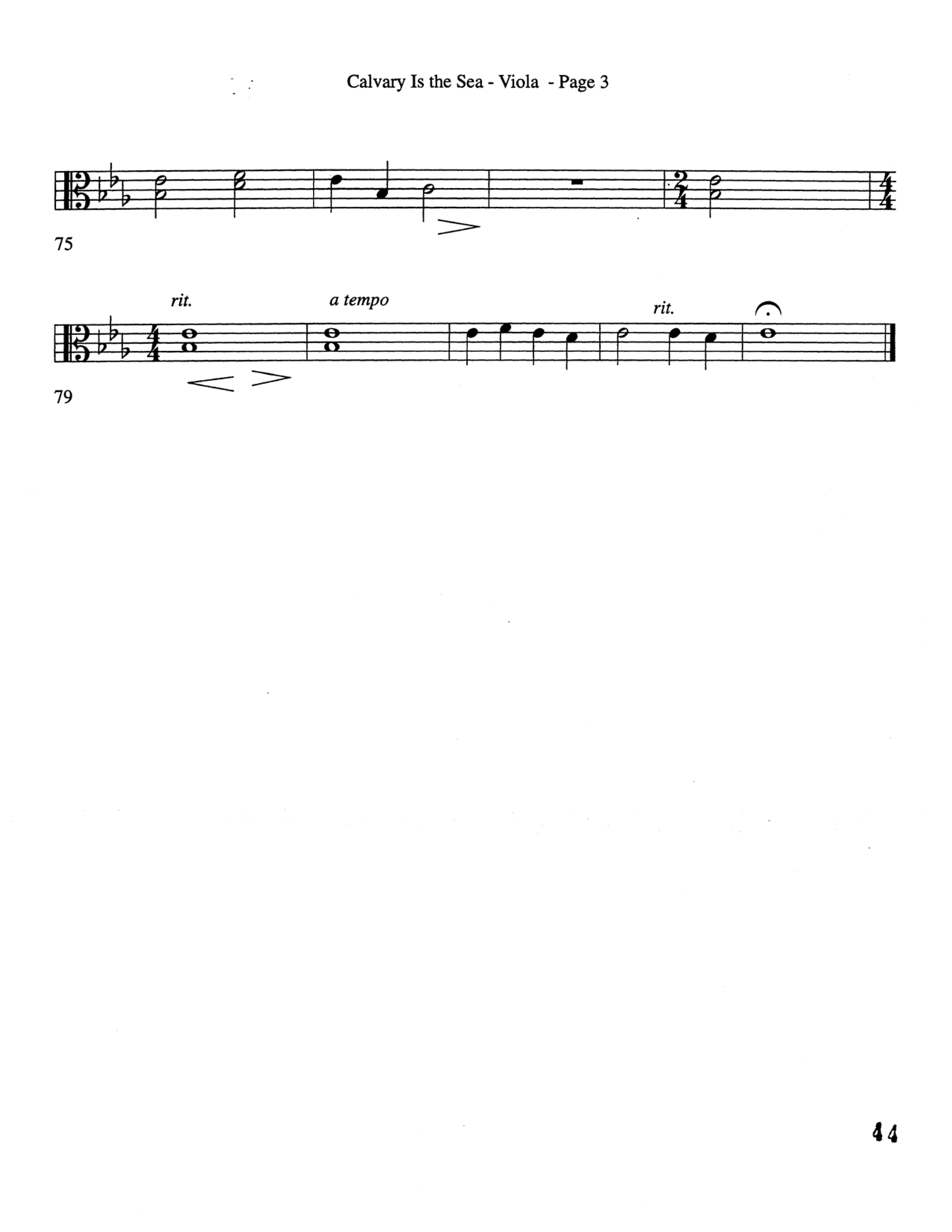 Calvary Is The Sea (Choral Anthem SATB) Viola (Word Music Choral / Arr. Robert Sterling)