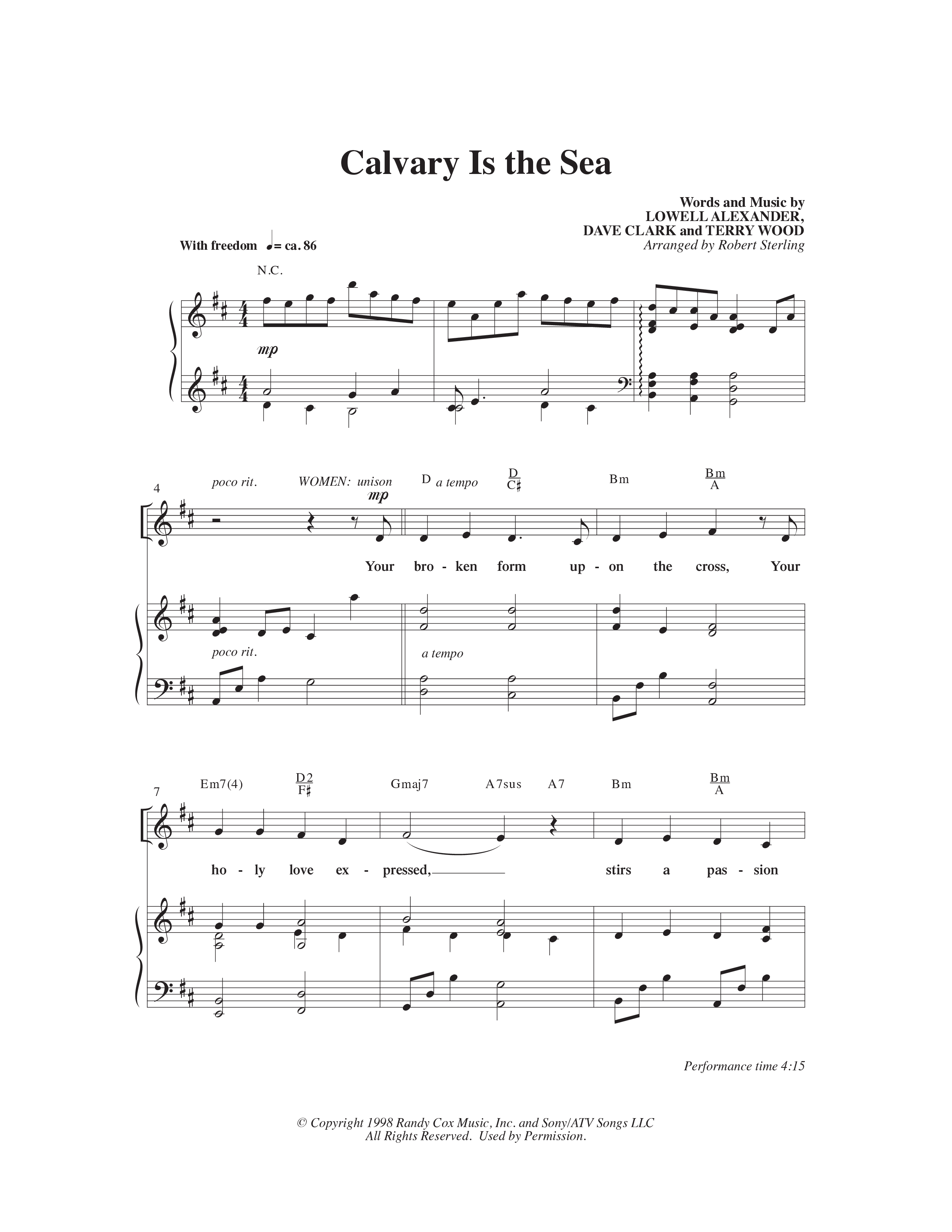 Calvary Is The Sea (Choral Anthem SATB) Anthem (SATB/Piano) (Word Music Choral / Arr. Robert Sterling)