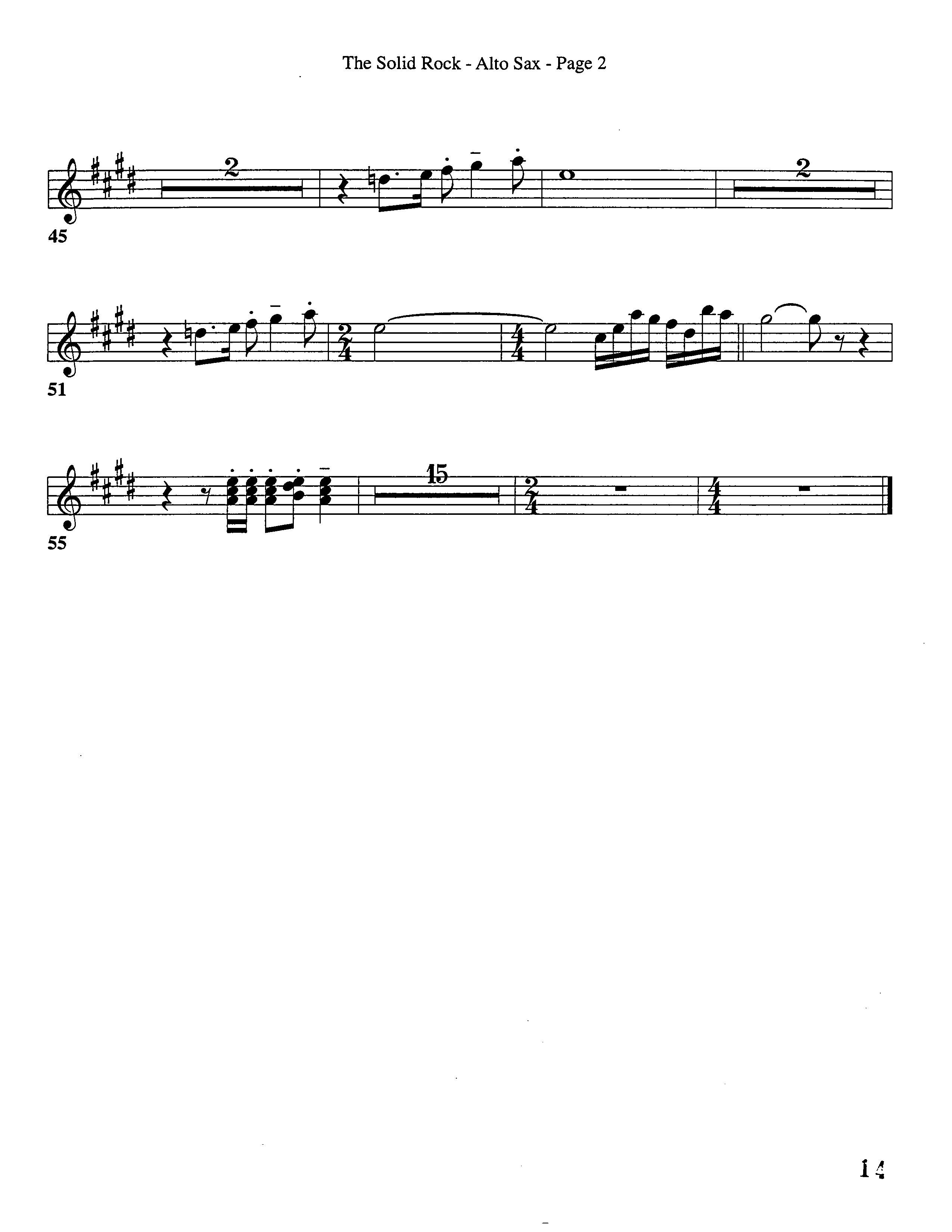 The Solid Rock (Choral Anthem SATB) Alto Sax (Word Music Choral / Arr. Dave Williamson)
