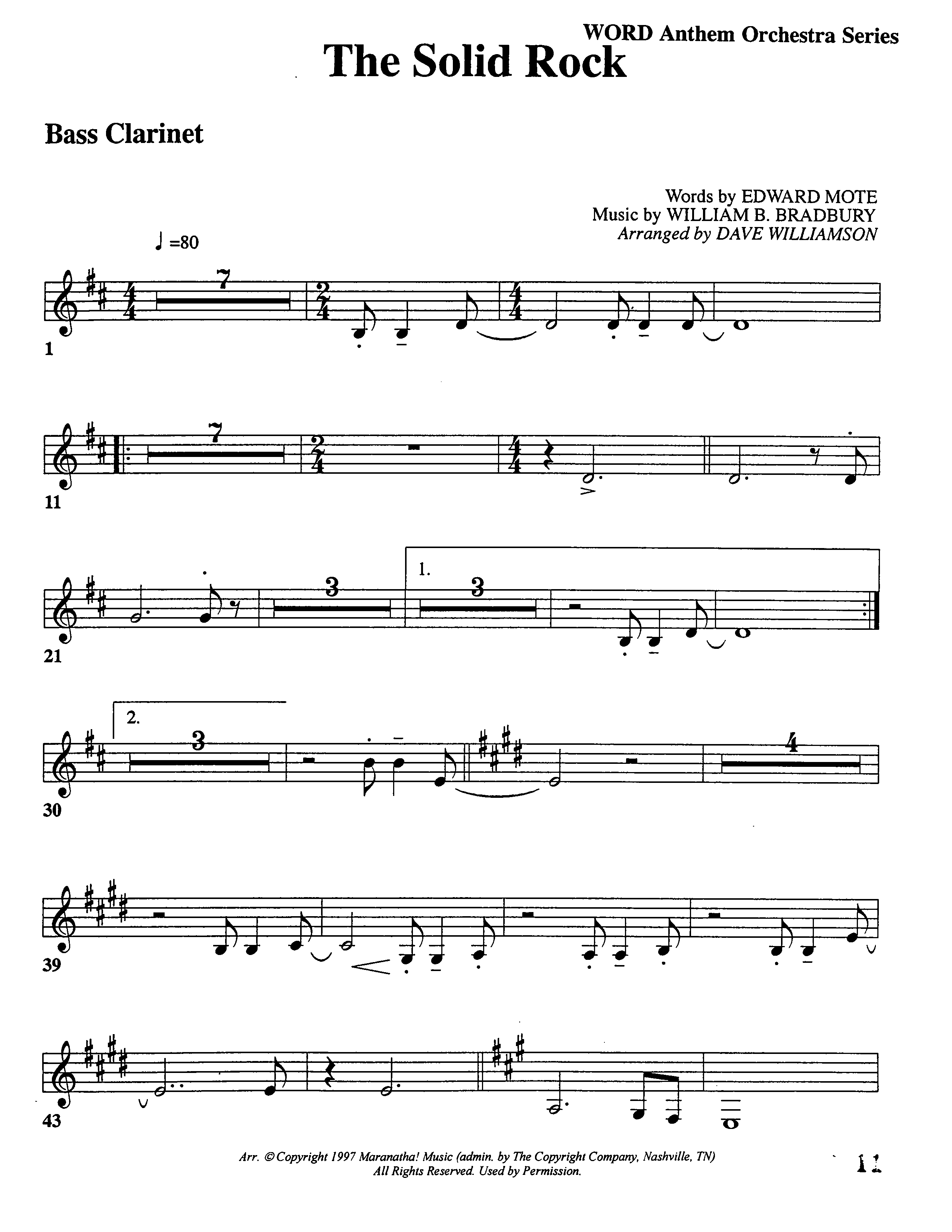 The Solid Rock (Choral Anthem SATB) Bass Clarinet (Word Music Choral / Arr. Dave Williamson)
