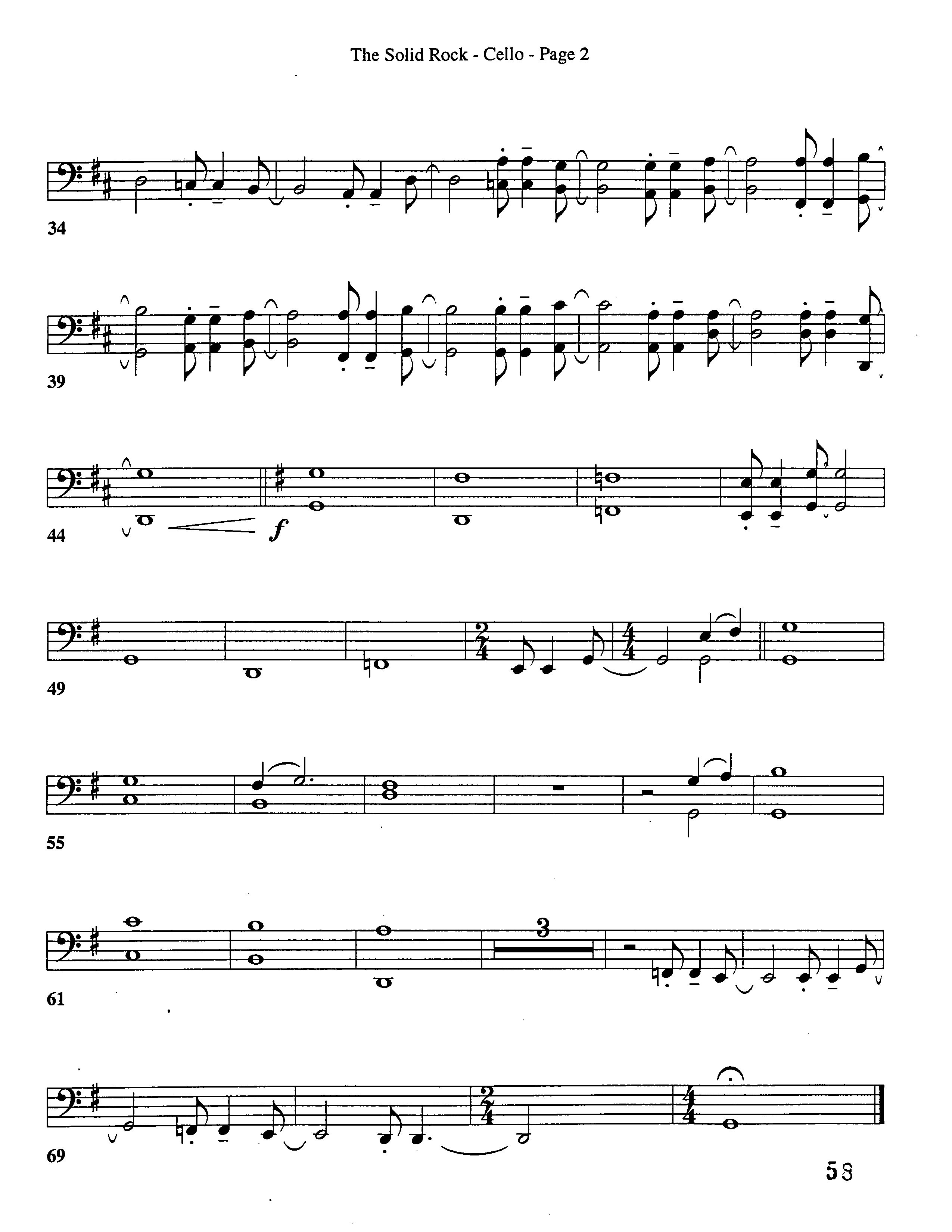 The Solid Rock (Choral Anthem SATB) Cello (Word Music Choral / Arr. Dave Williamson)