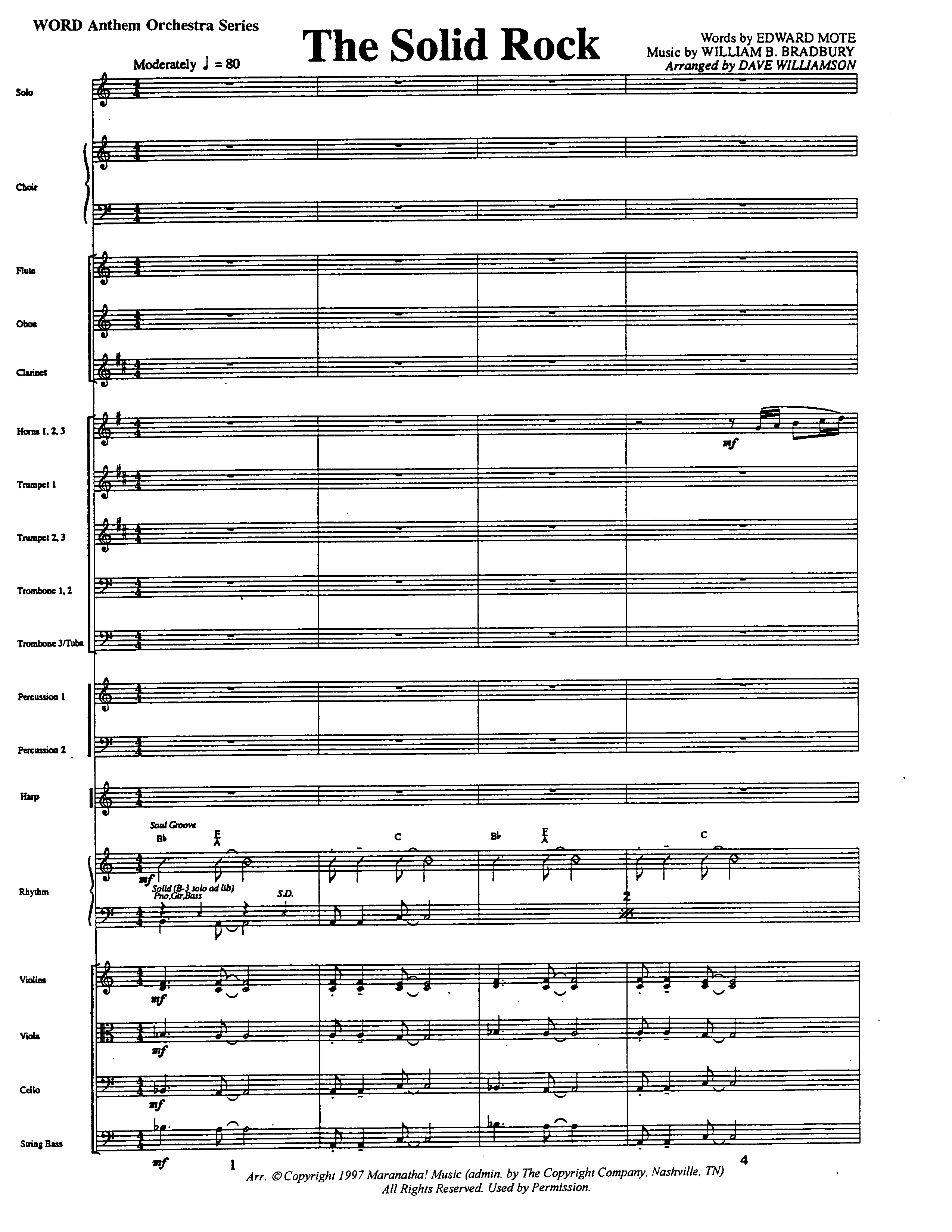 The Solid Rock (Choral Anthem SATB) Orchestration (Word Music Choral / Arr. Dave Williamson)