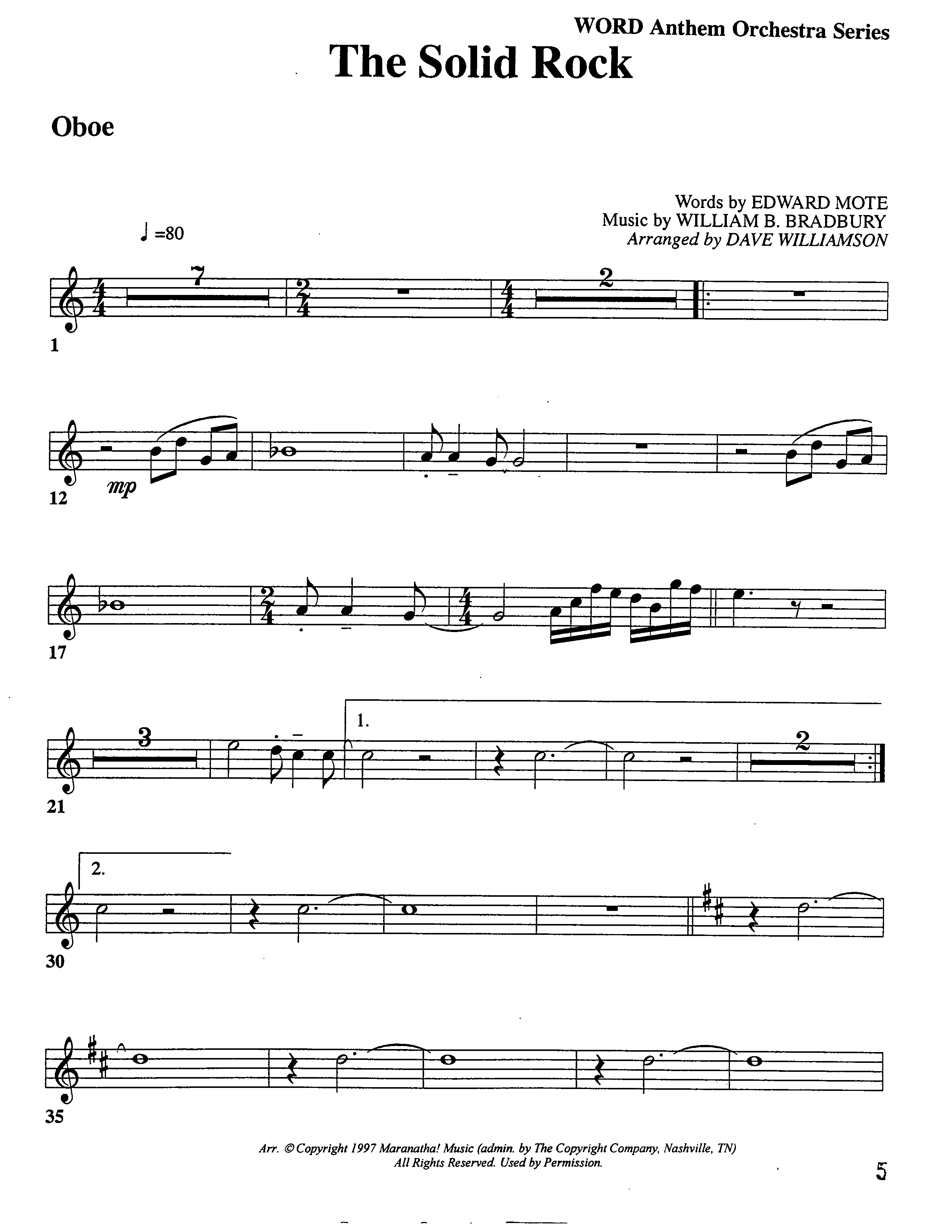 The Solid Rock (Choral Anthem SATB) Oboe (Word Music Choral / Arr. Dave Williamson)