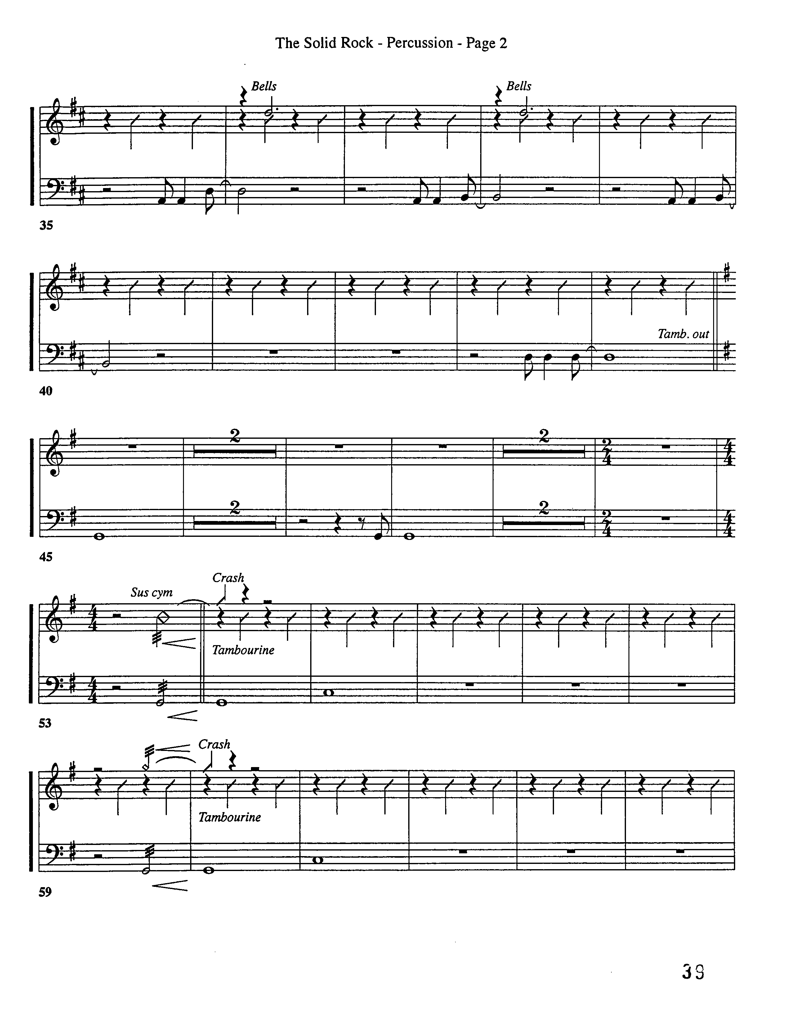 The Solid Rock (Choral Anthem SATB) Percussion 1/2 (Word Music Choral / Arr. Dave Williamson)