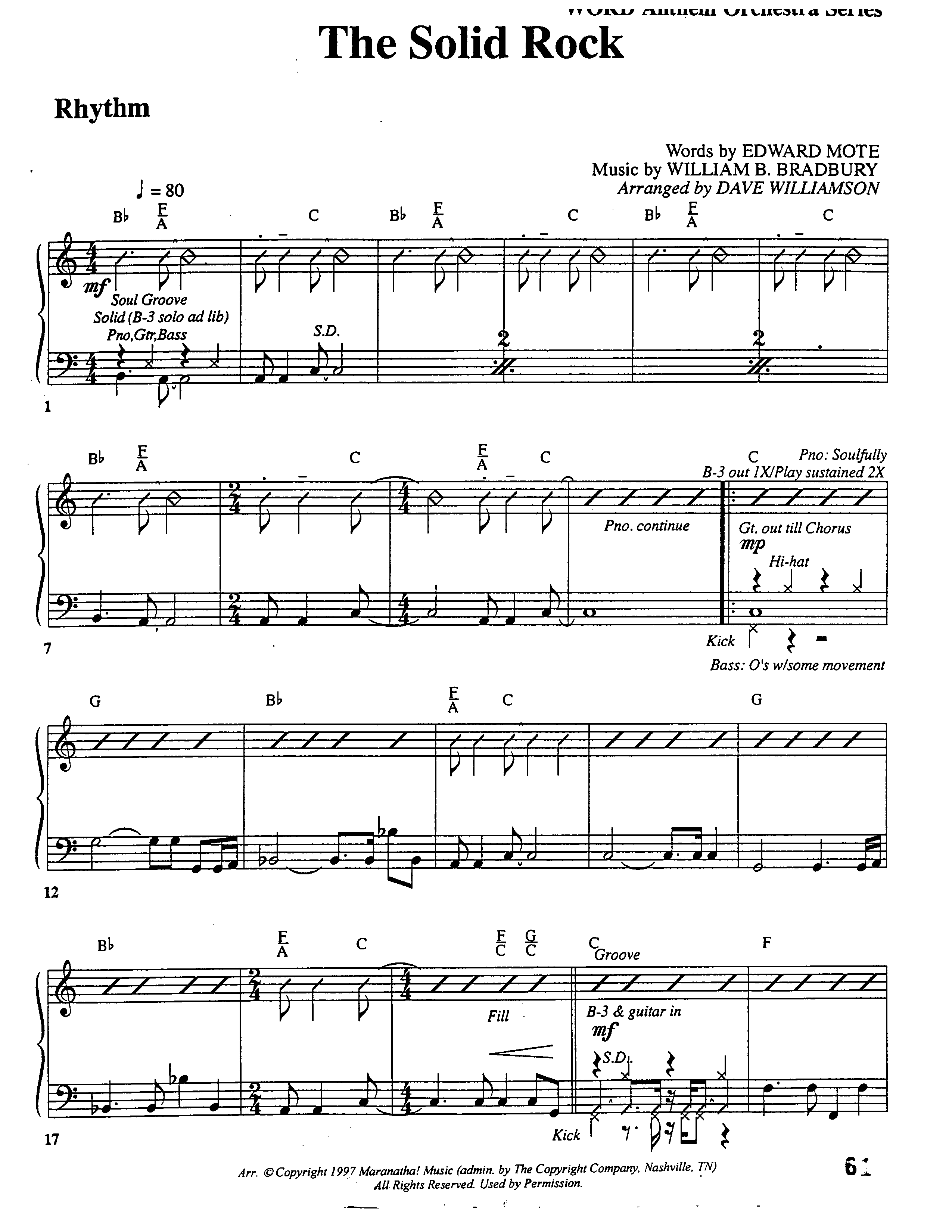 The Solid Rock (Choral Anthem SATB) Rhythm Chart (Word Music Choral / Arr. Dave Williamson)