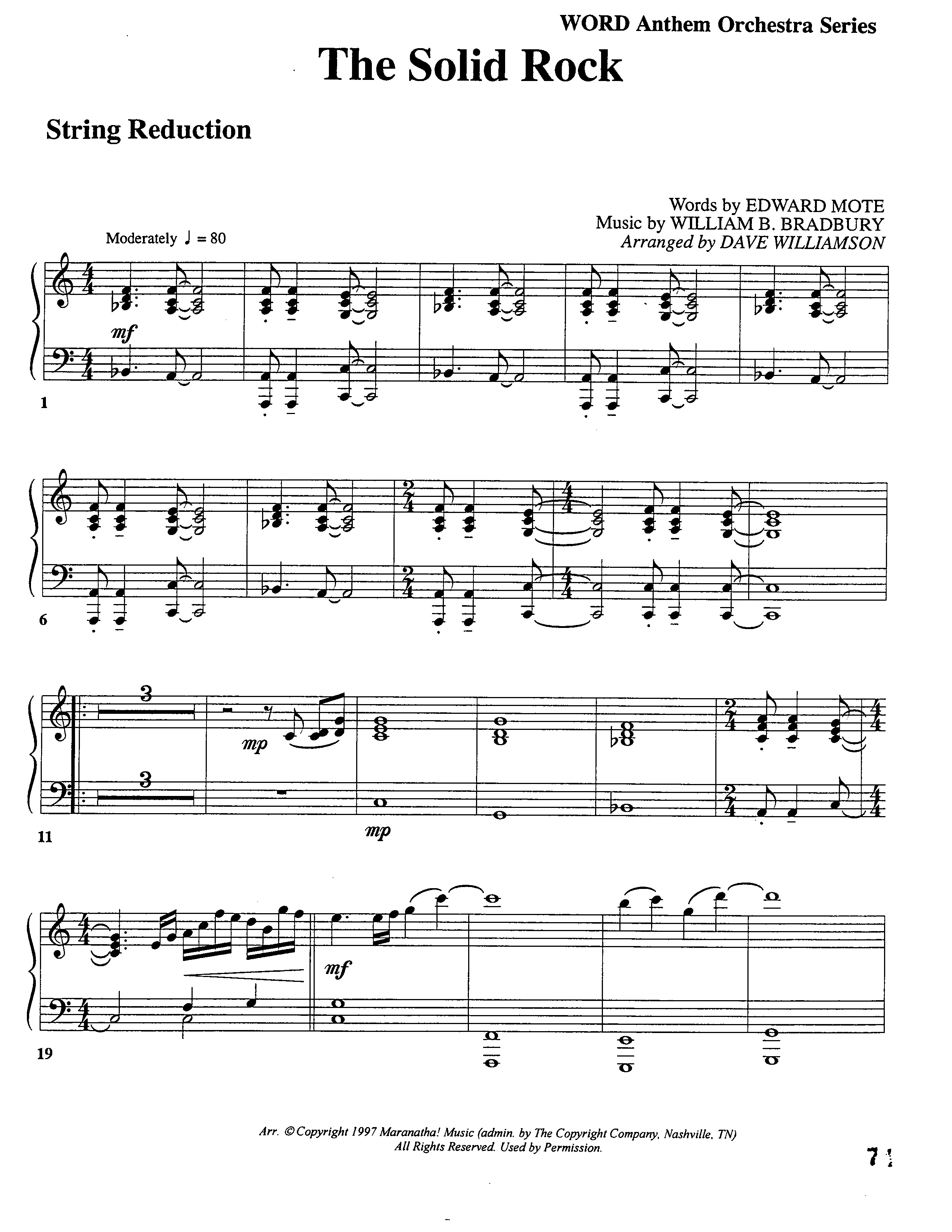 The Solid Rock (Choral Anthem SATB) String Reduction (Word Music Choral / Arr. Dave Williamson)