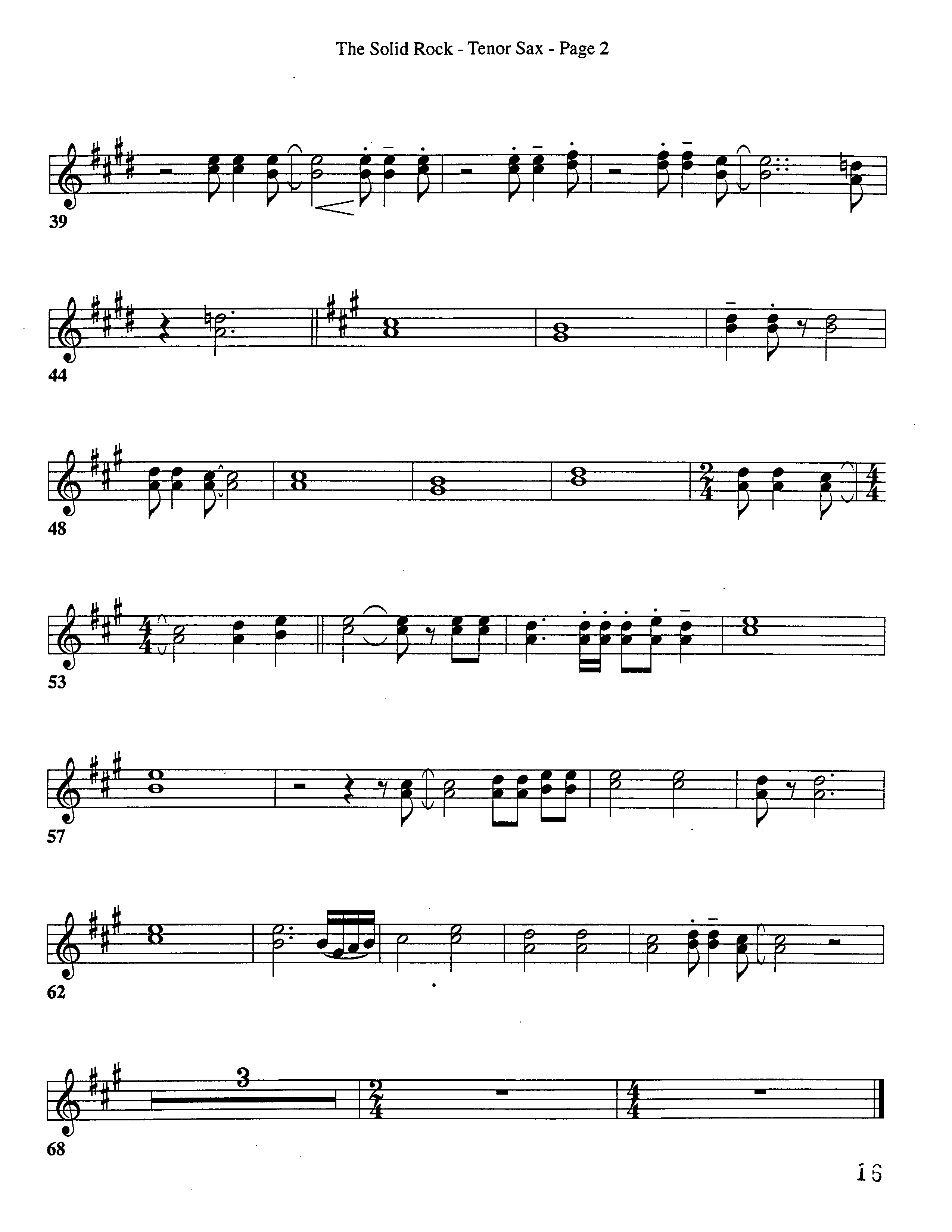 The Solid Rock (Choral Anthem SATB) Tenor Sax 1 (Word Music Choral / Arr. Dave Williamson)