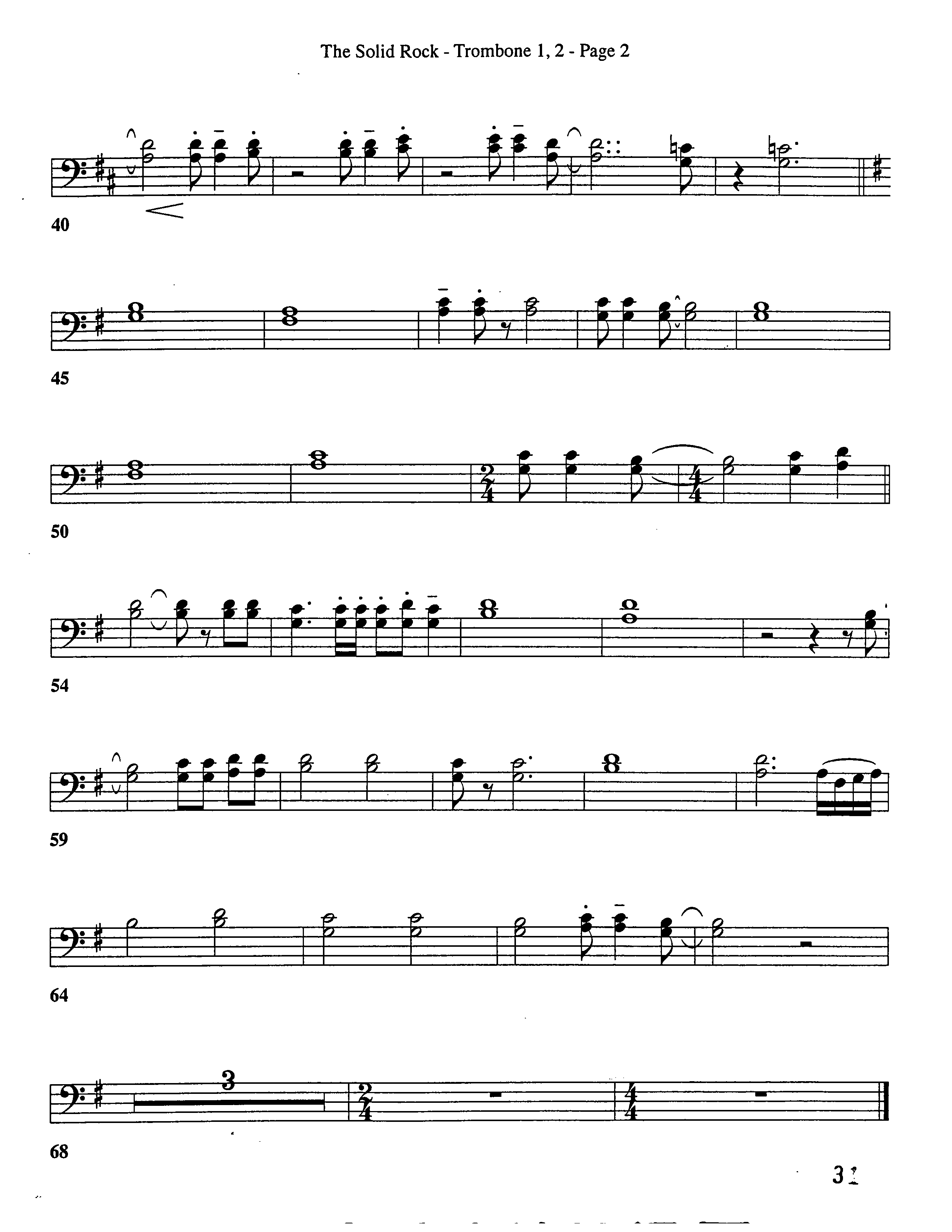 The Solid Rock (Choral Anthem SATB) Trombone 1/2 (Word Music Choral / Arr. Dave Williamson)