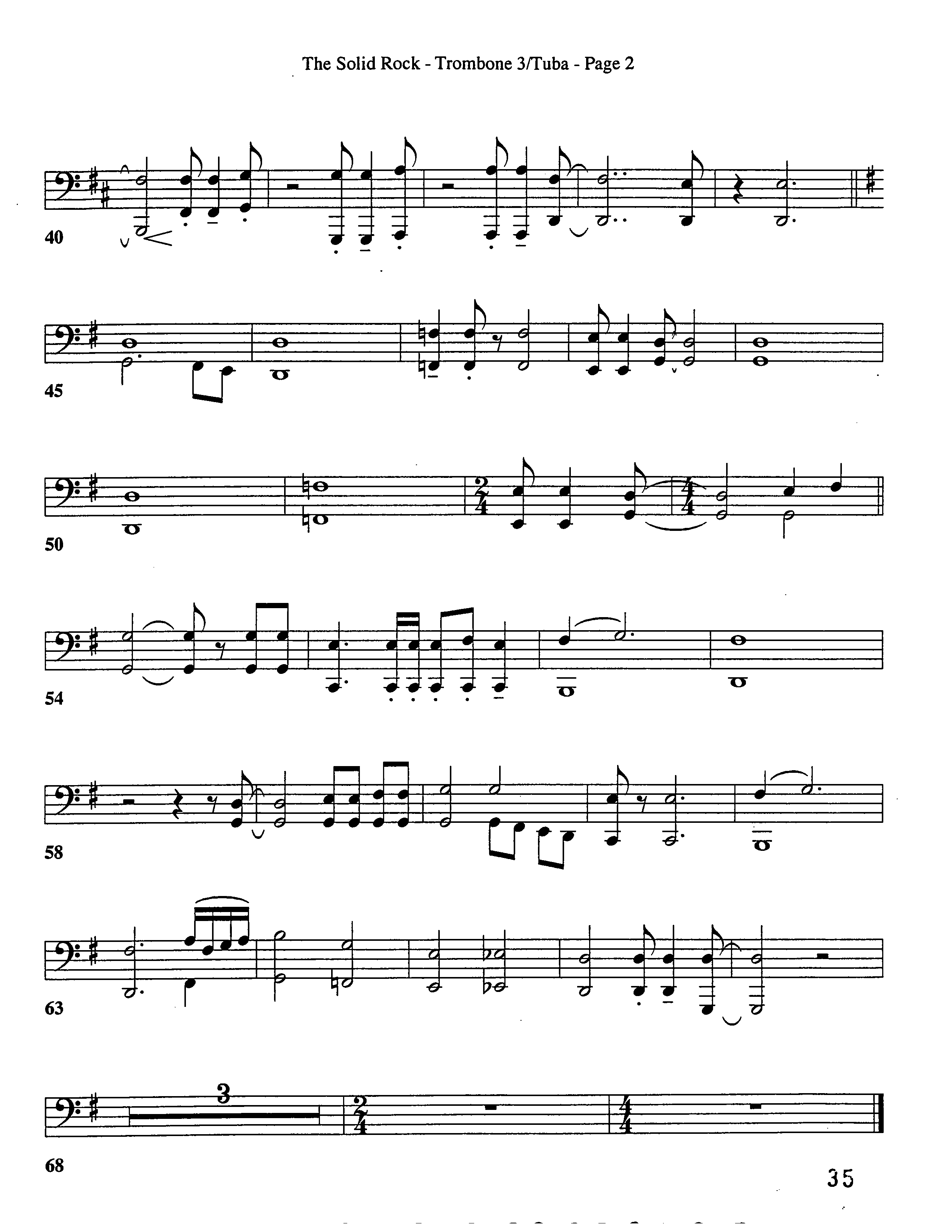 The Solid Rock (Choral Anthem SATB) Trombone 3/Tuba (Word Music Choral / Arr. Dave Williamson)
