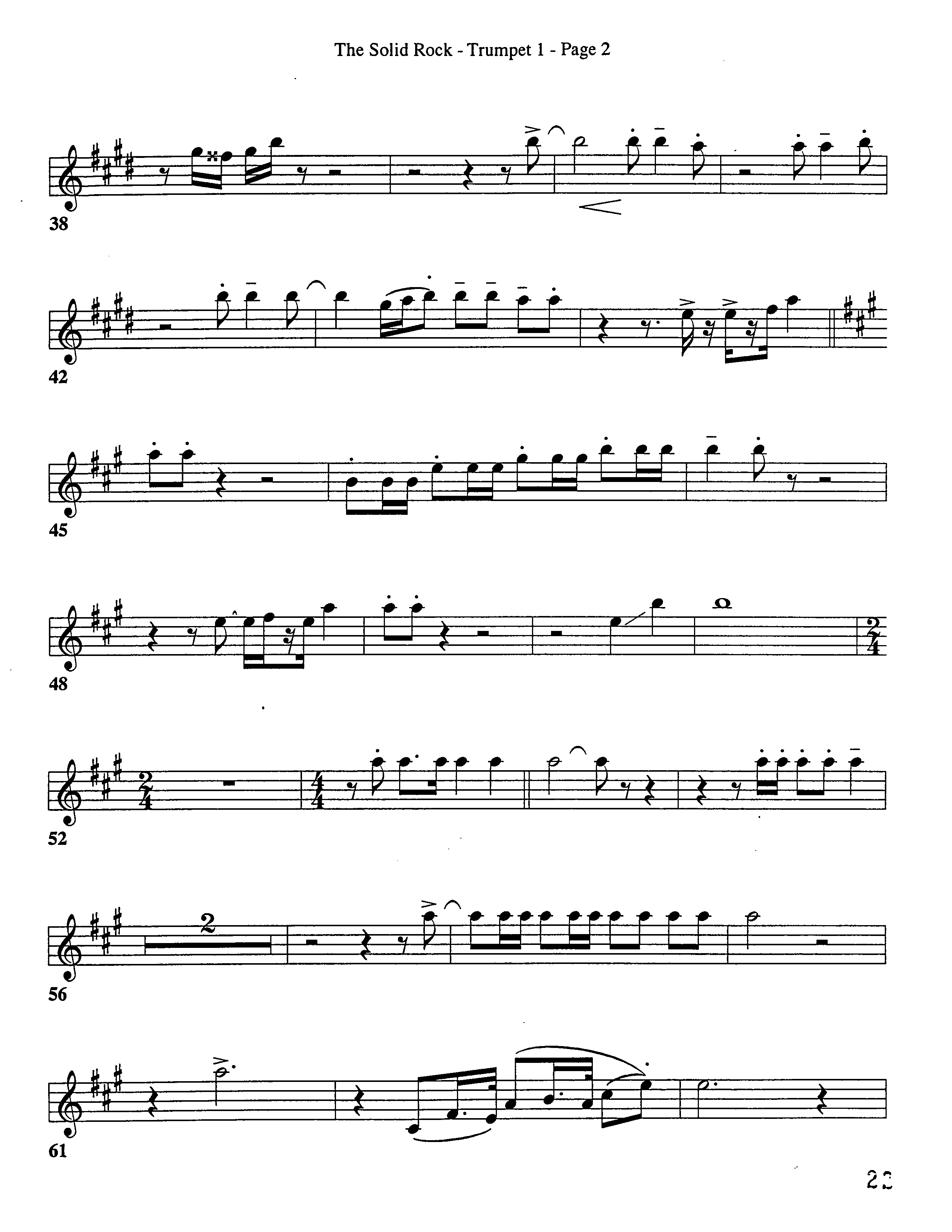 The Solid Rock (Choral Anthem SATB) Trumpet 1 (Word Music Choral / Arr. Dave Williamson)