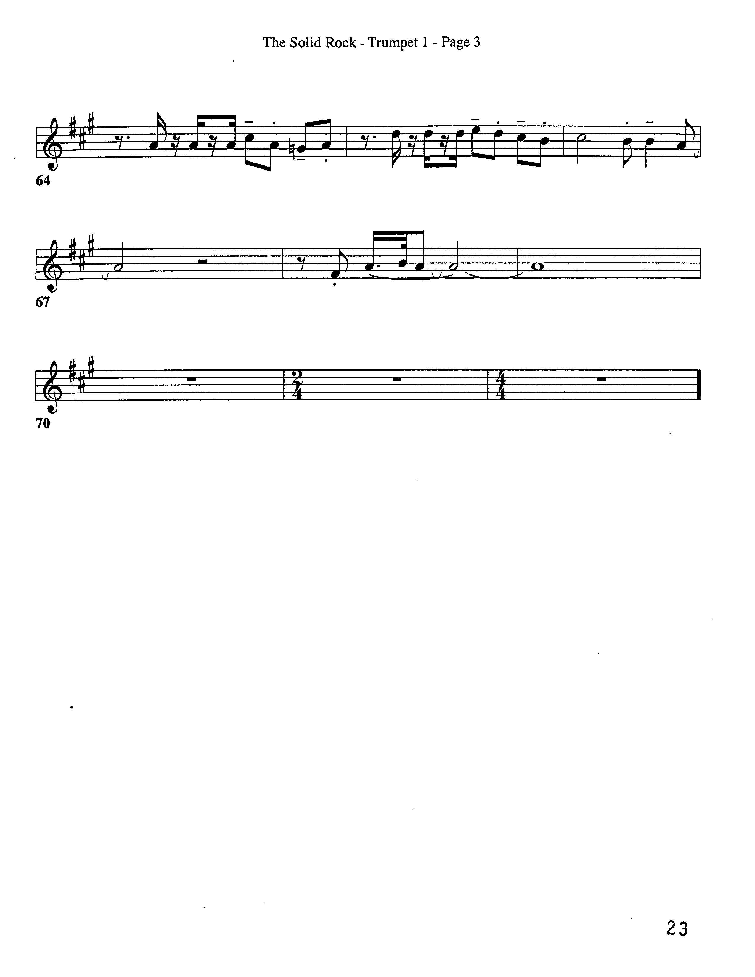 The Solid Rock (Choral Anthem SATB) Trumpet 1 (Word Music Choral / Arr. Dave Williamson)