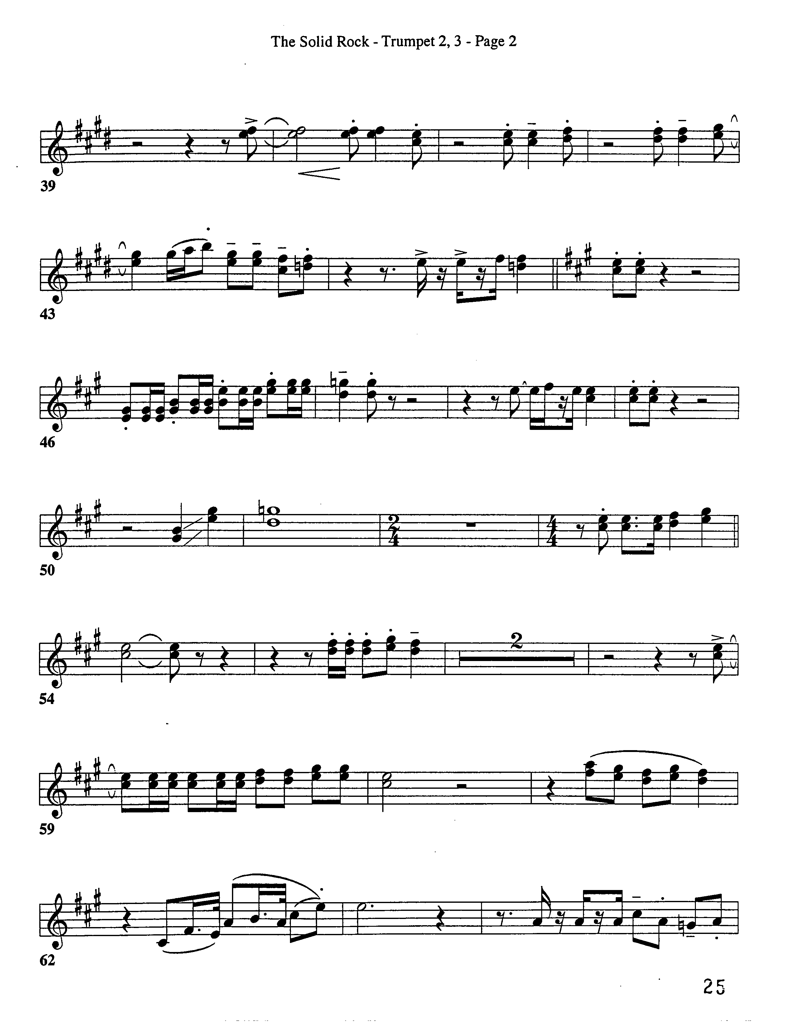 The Solid Rock (Choral Anthem SATB) Trumpet 2/3 (Word Music Choral / Arr. Dave Williamson)