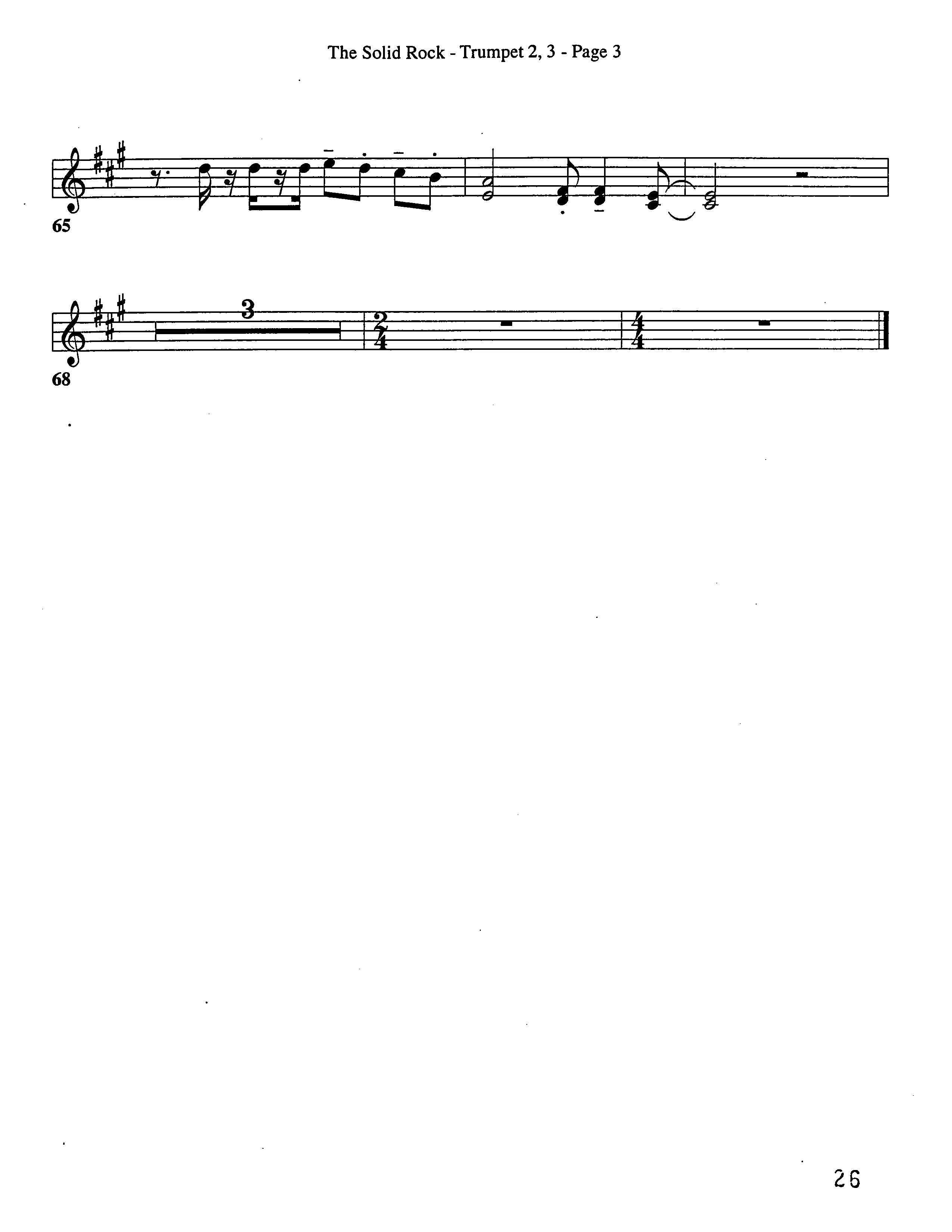 The Solid Rock (Choral Anthem SATB) Trumpet 2/3 (Word Music Choral / Arr. Dave Williamson)