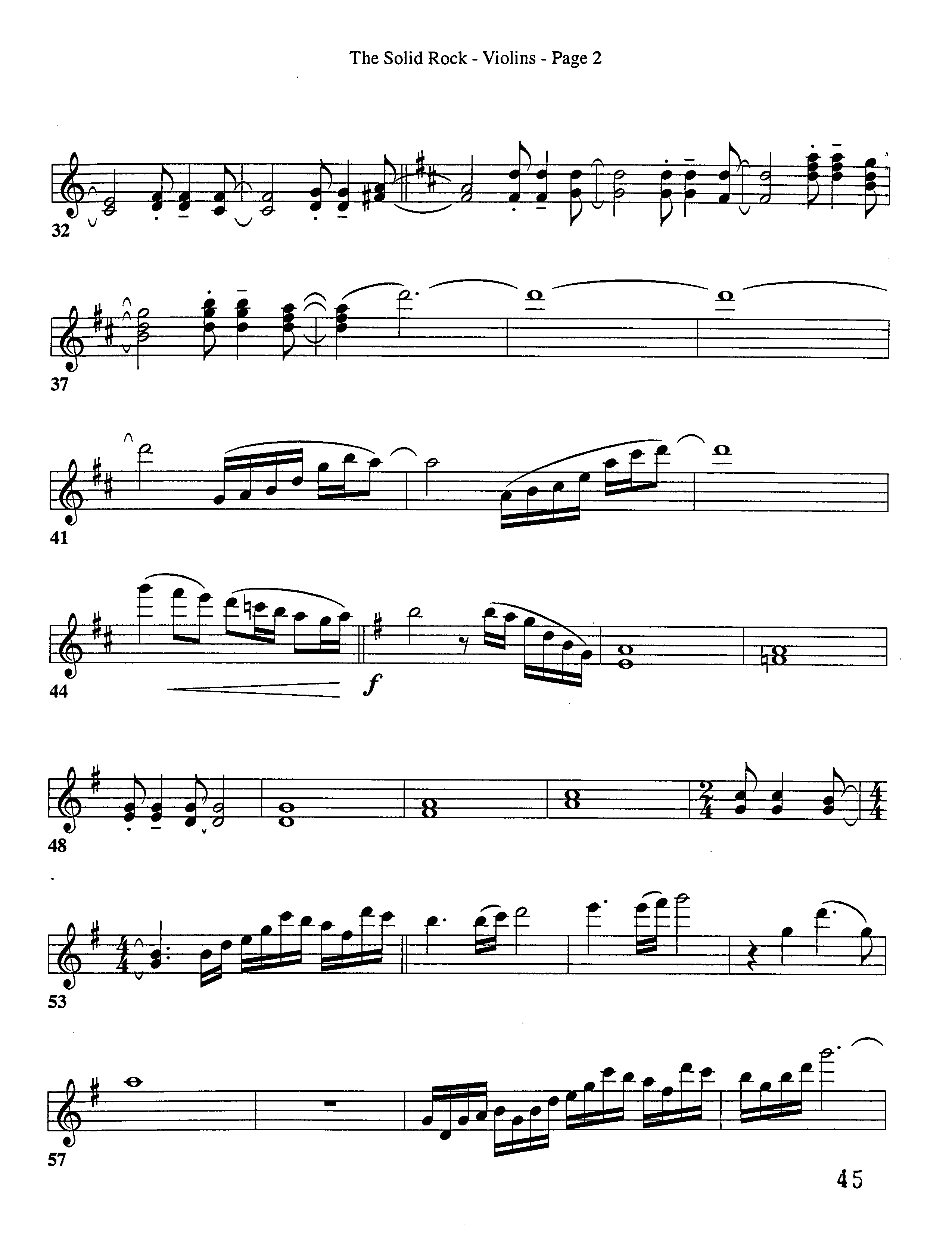 The Solid Rock (Choral Anthem SATB) Violin 1/2 (Word Music Choral / Arr. Dave Williamson)