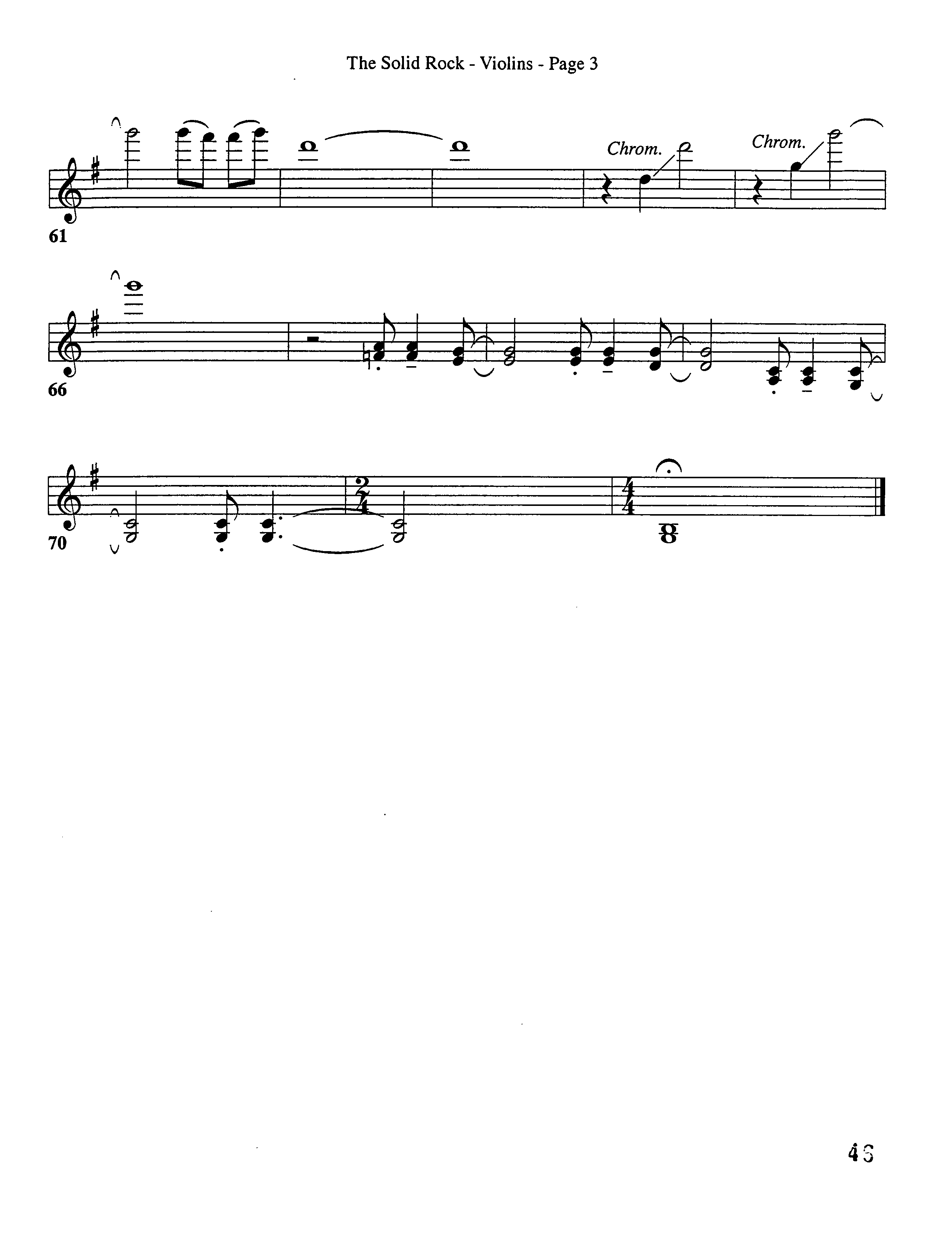 The Solid Rock (Choral Anthem SATB) Violin 1/2 (Word Music Choral / Arr. Dave Williamson)