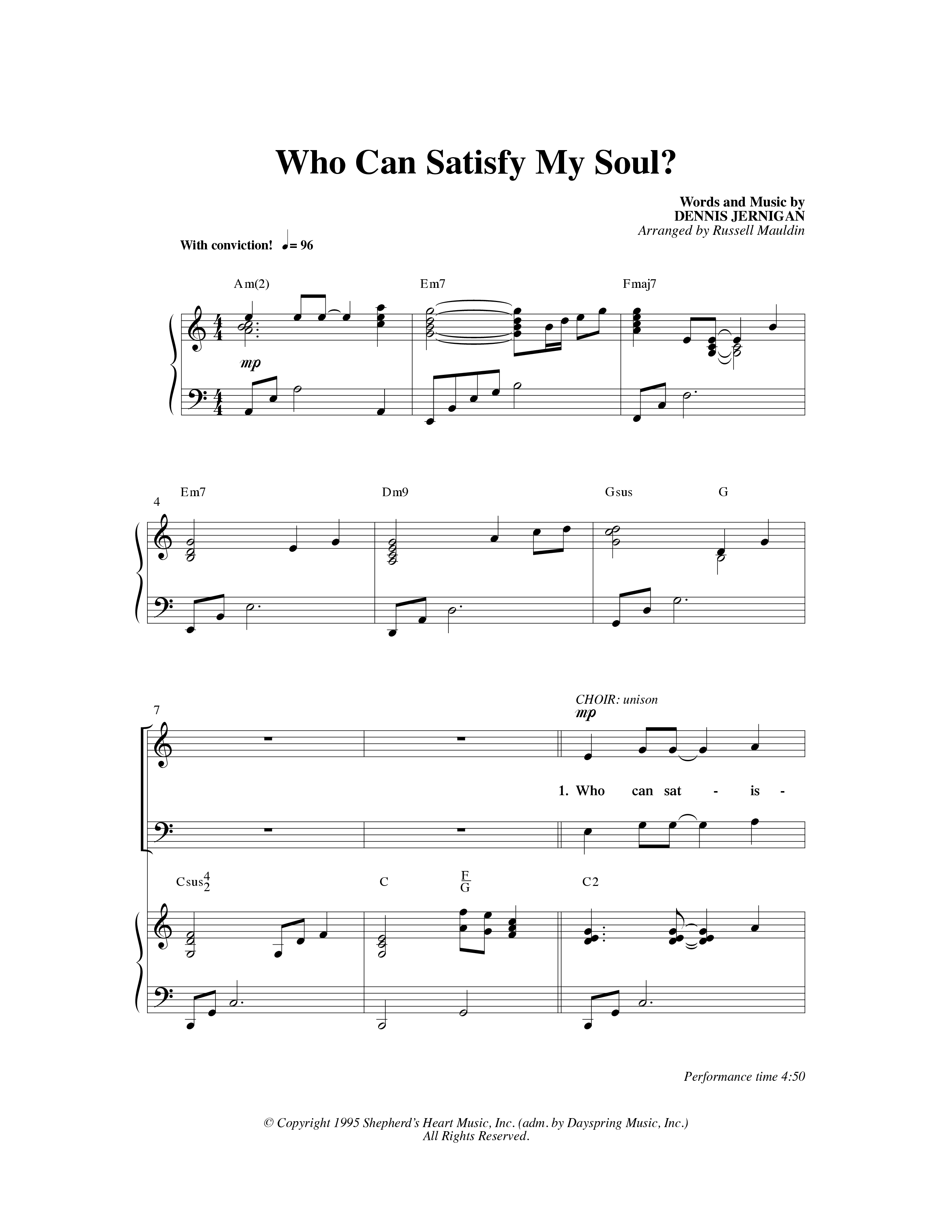 Who Can Satisfy My Soul (Choral Anth SATB) Anthem (SATB/Piano) (Word Music Choral / Arr. Russell Mauldin)