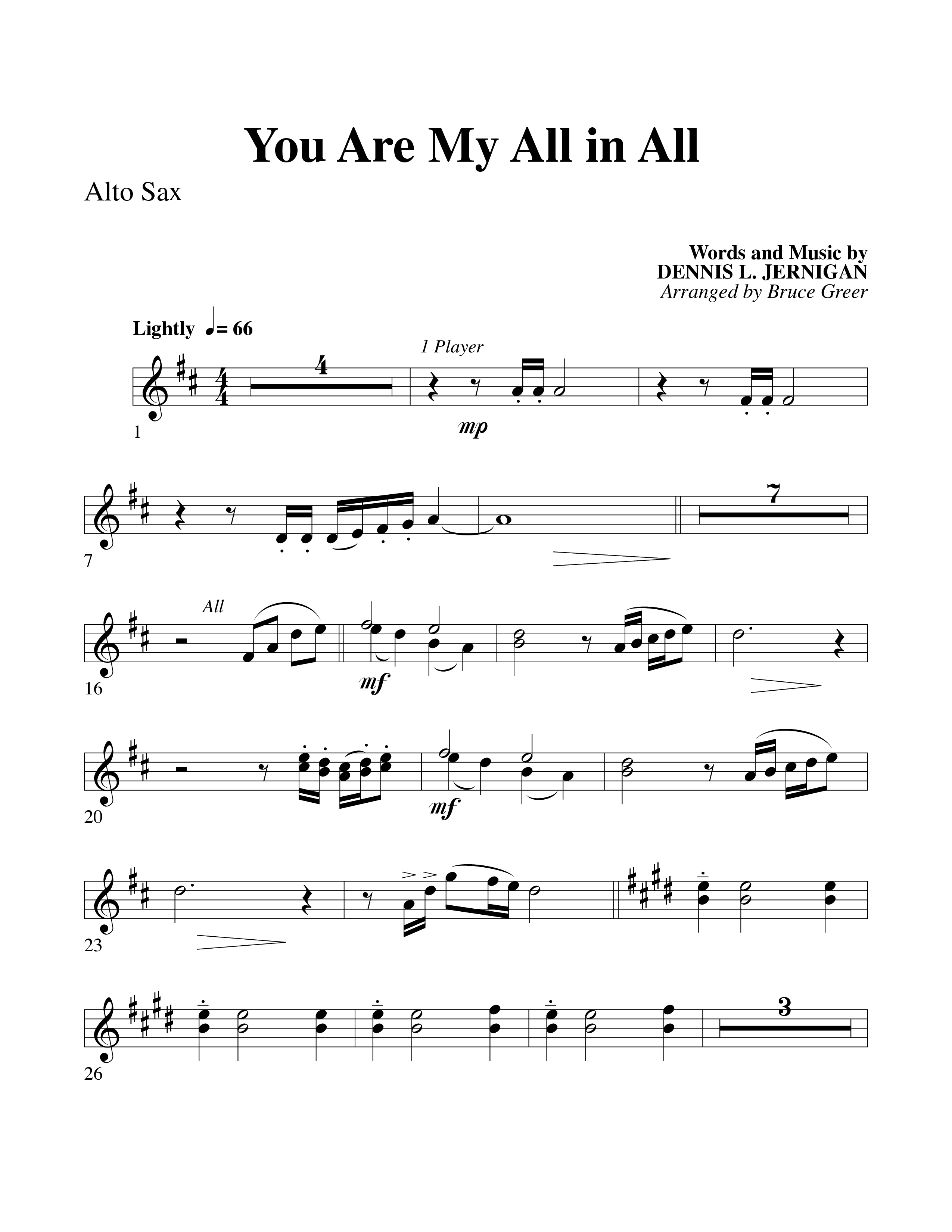 You Are My All In All (Choral Anthem SATB) Alto Sax (Word Music Choral)