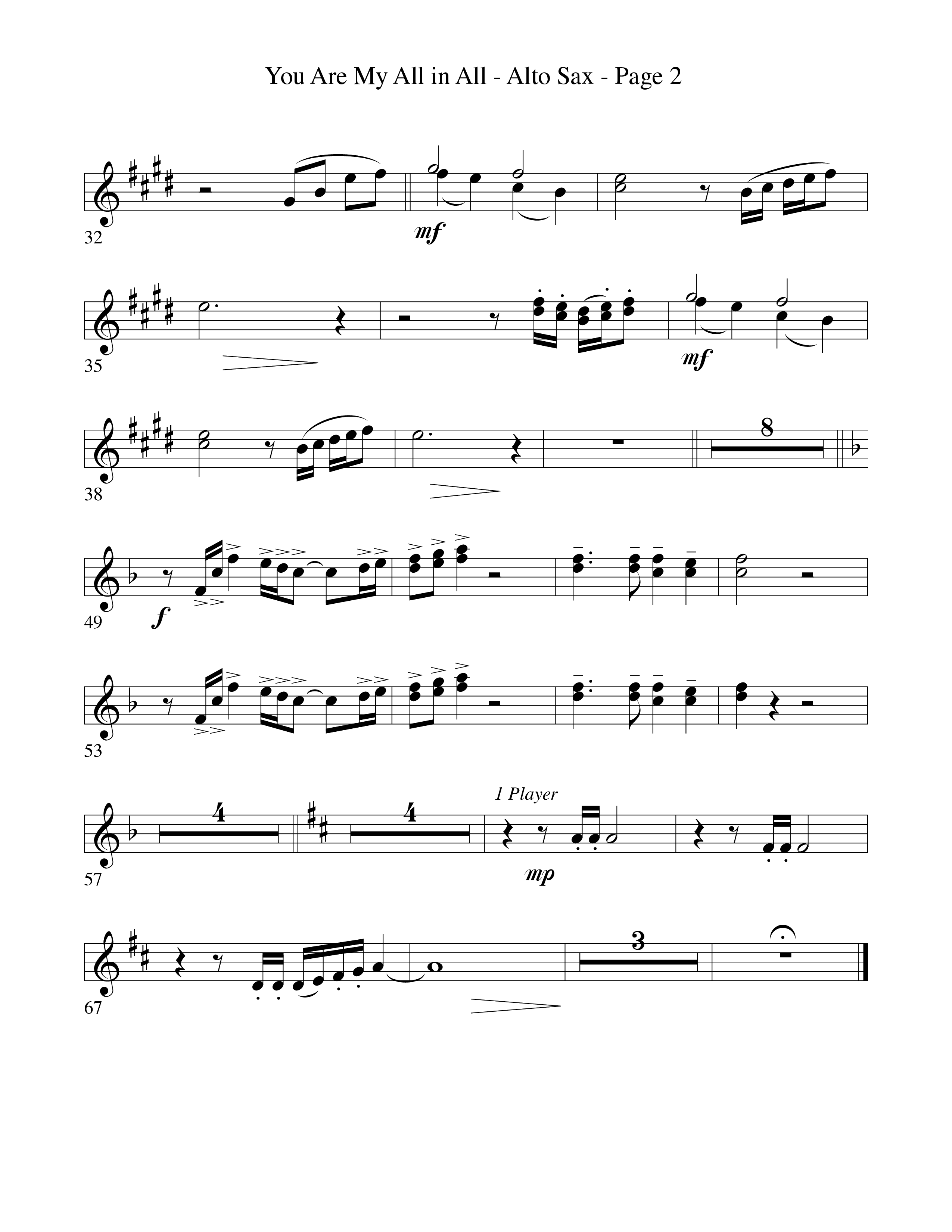 You Are My All In All (Choral Anthem SATB) Alto Sax (Word Music Choral)