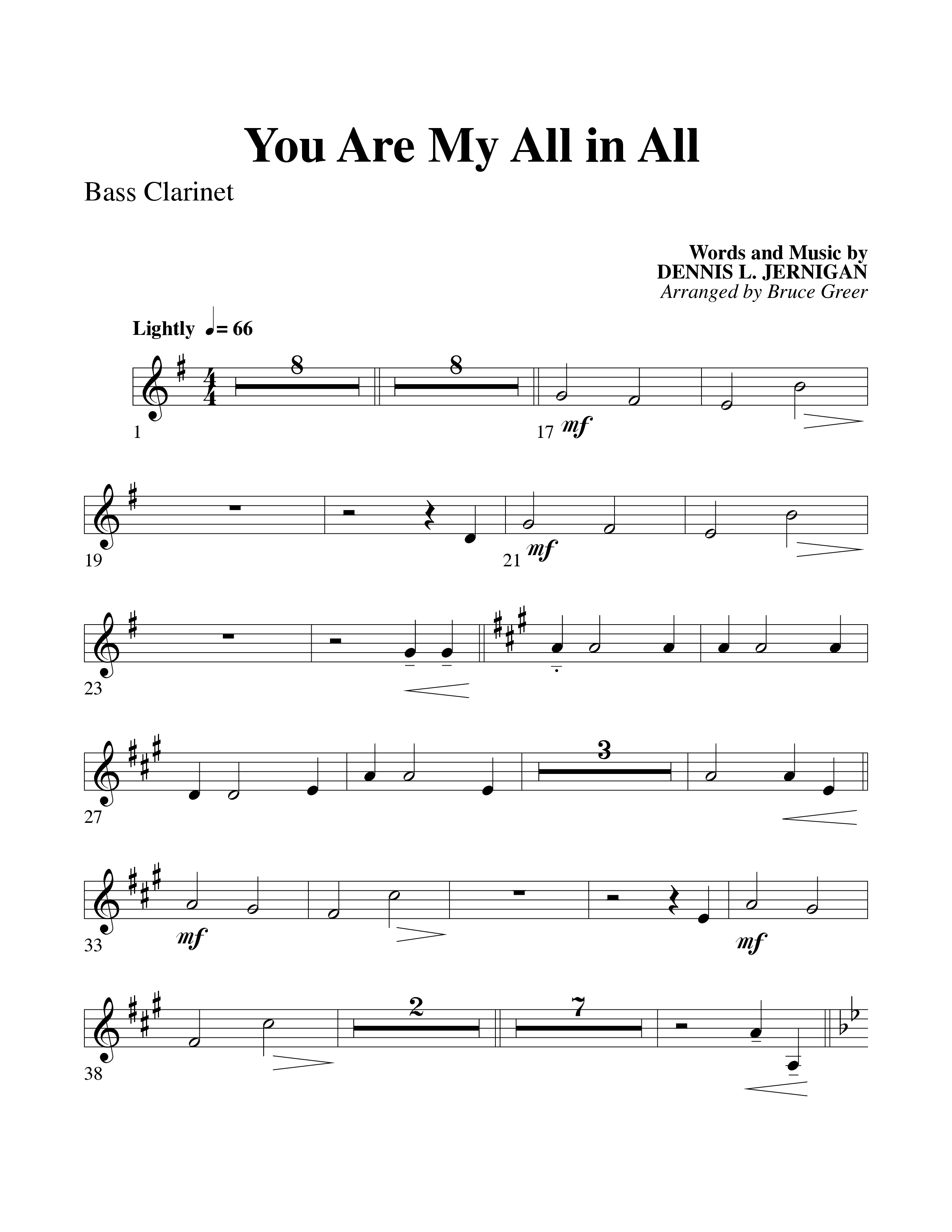 You Are My All In All (Choral Anthem SATB) Bass Clarinet (Word Music Choral)