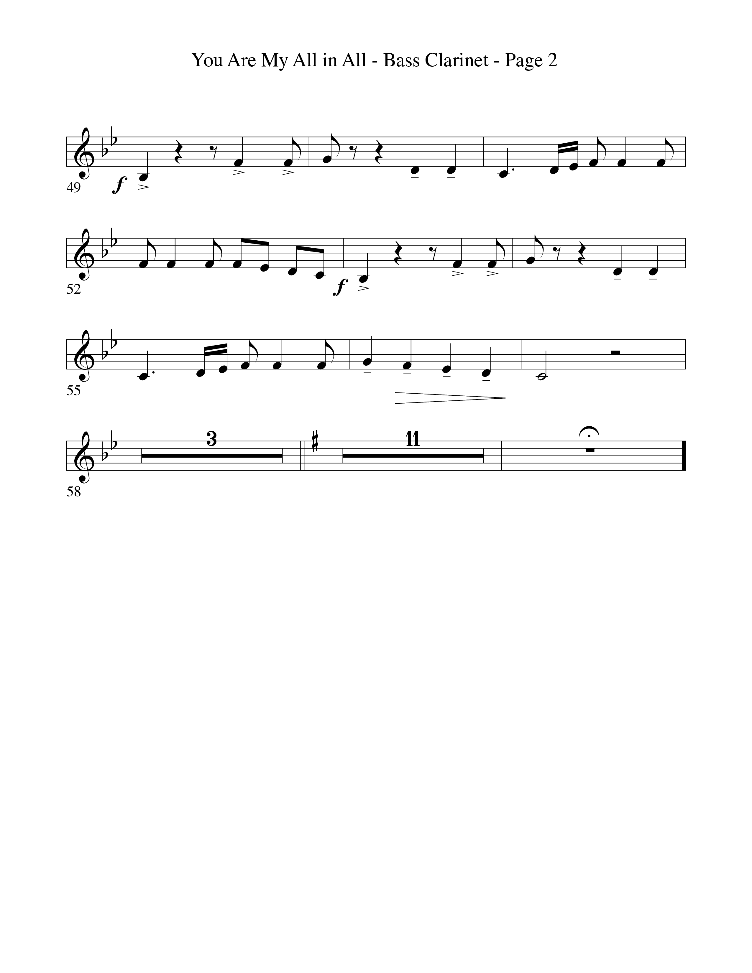 You Are My All In All (Choral Anthem SATB) Bass Clarinet (Word Music Choral)
