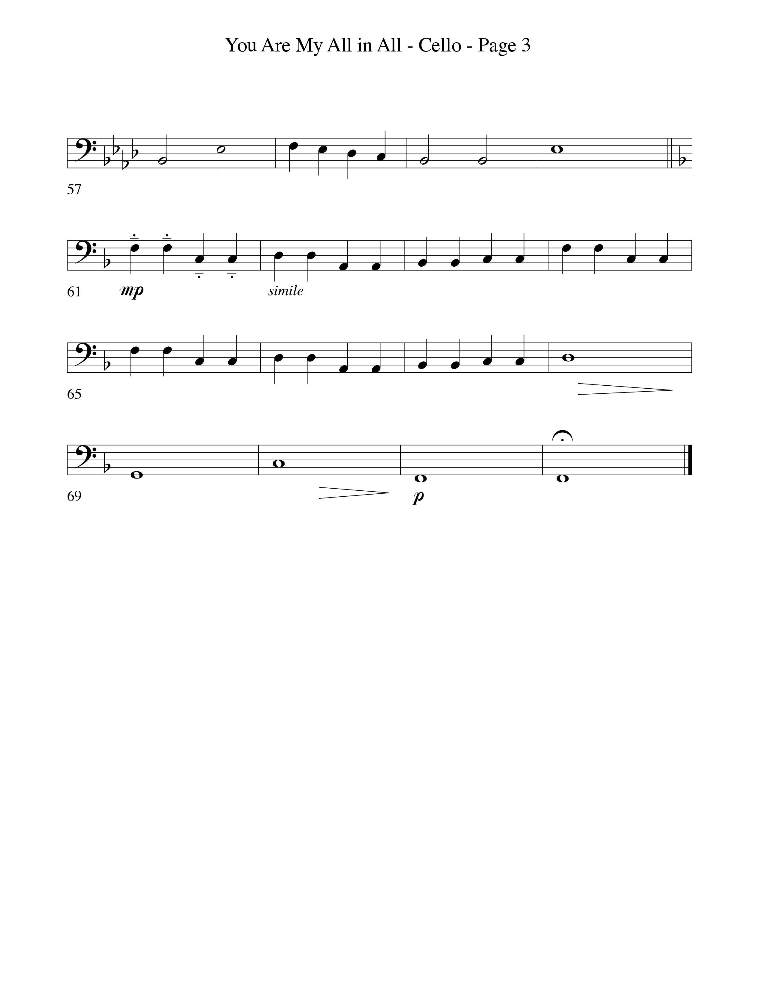 You Are My All In All (Choral Anthem SATB) Cello (Word Music Choral)