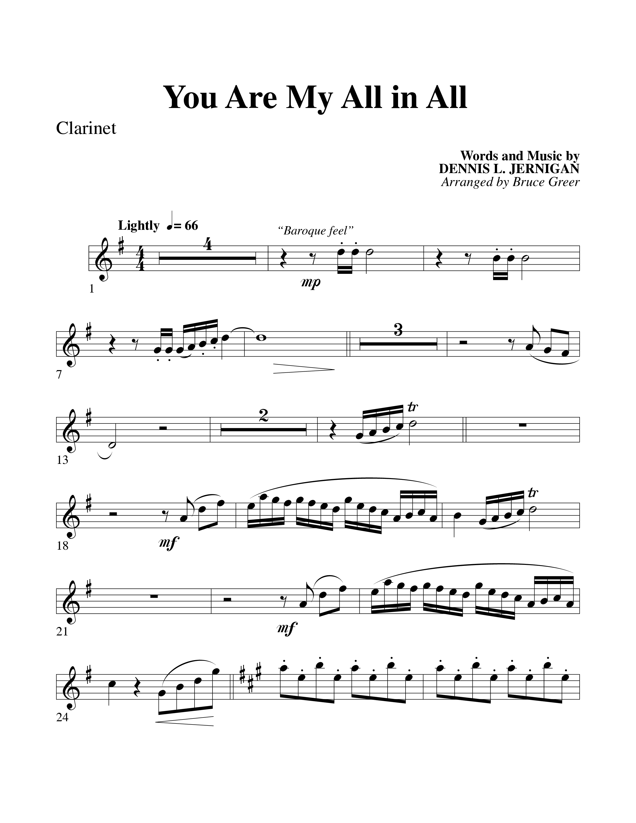 You Are My All In All (Choral Anthem SATB) Clarinet (Word Music Choral)