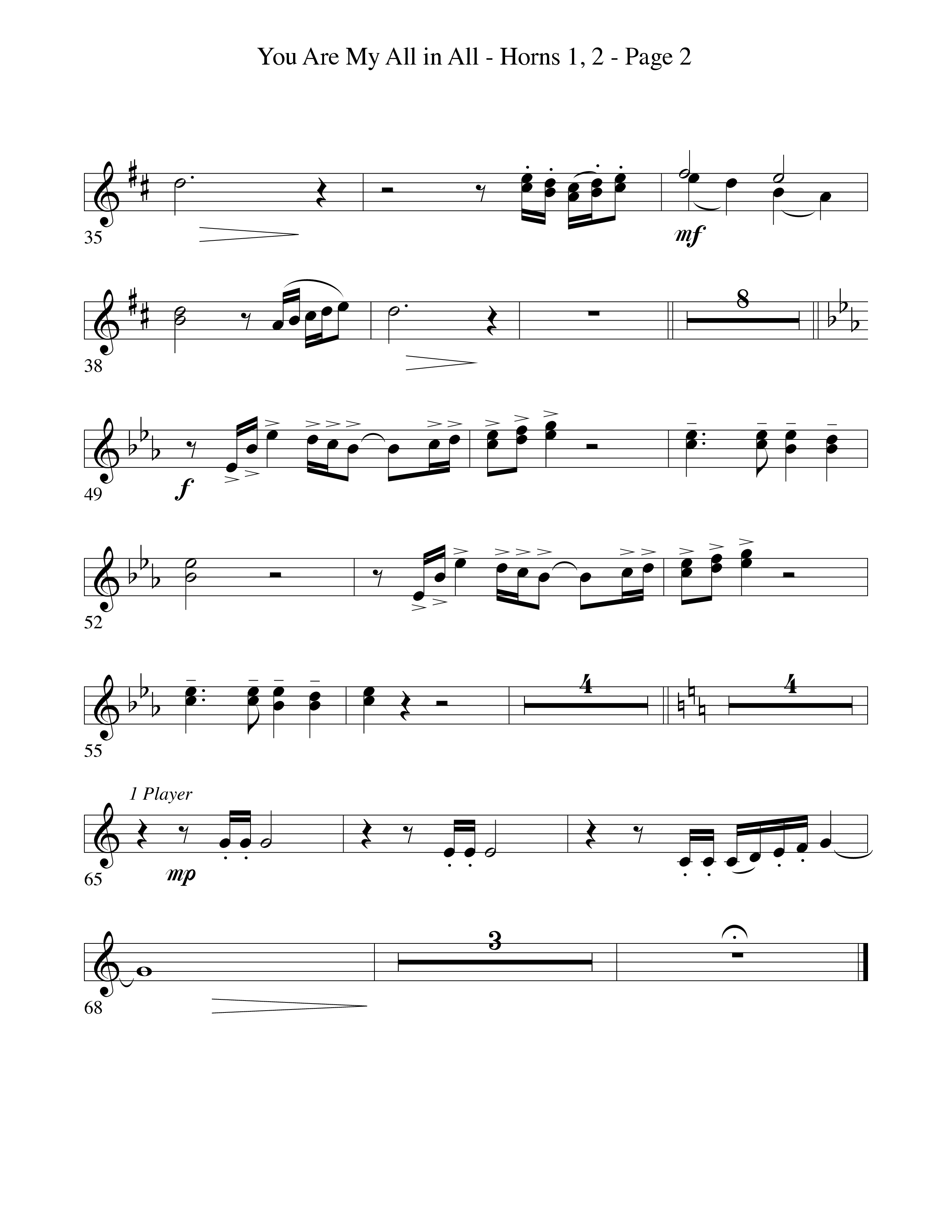 You Are My All In All (Choral Anthem SATB) French Horn 1/2 (Word Music Choral)