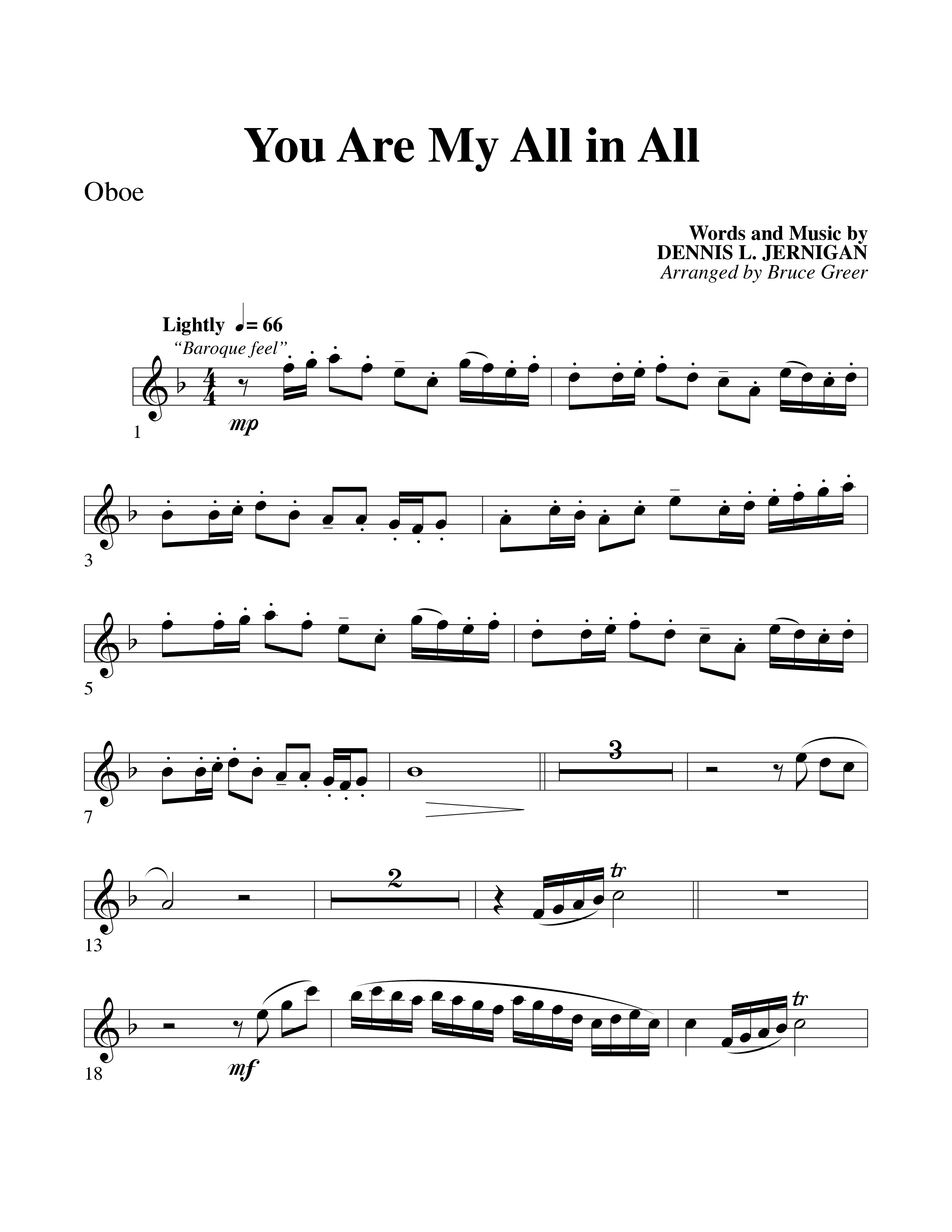 You Are My All In All (Choral Anthem SATB) Oboe (Word Music Choral)