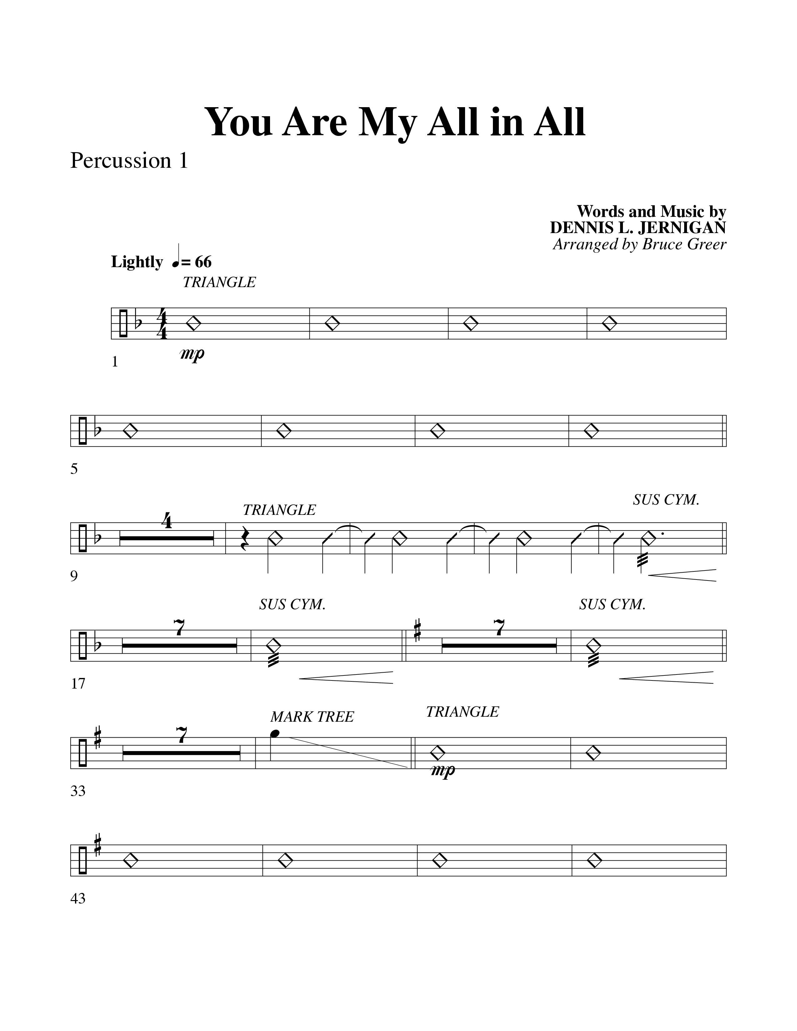 You Are My All In All (Choral Anthem SATB) Percussion 1/2 (Word Music Choral)