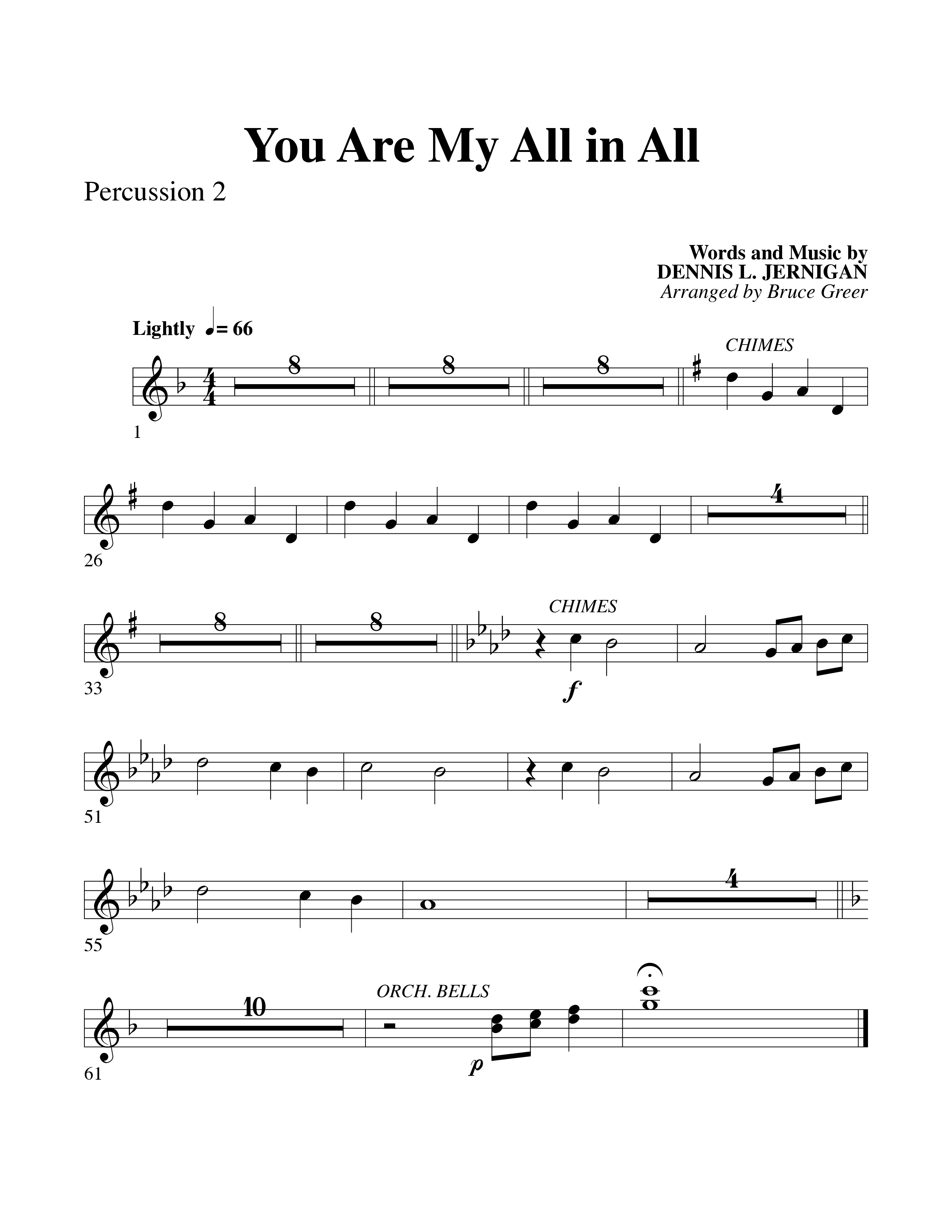 You Are My All In All (Choral Anthem SATB) Percussion 1/2 (Word Music Choral)