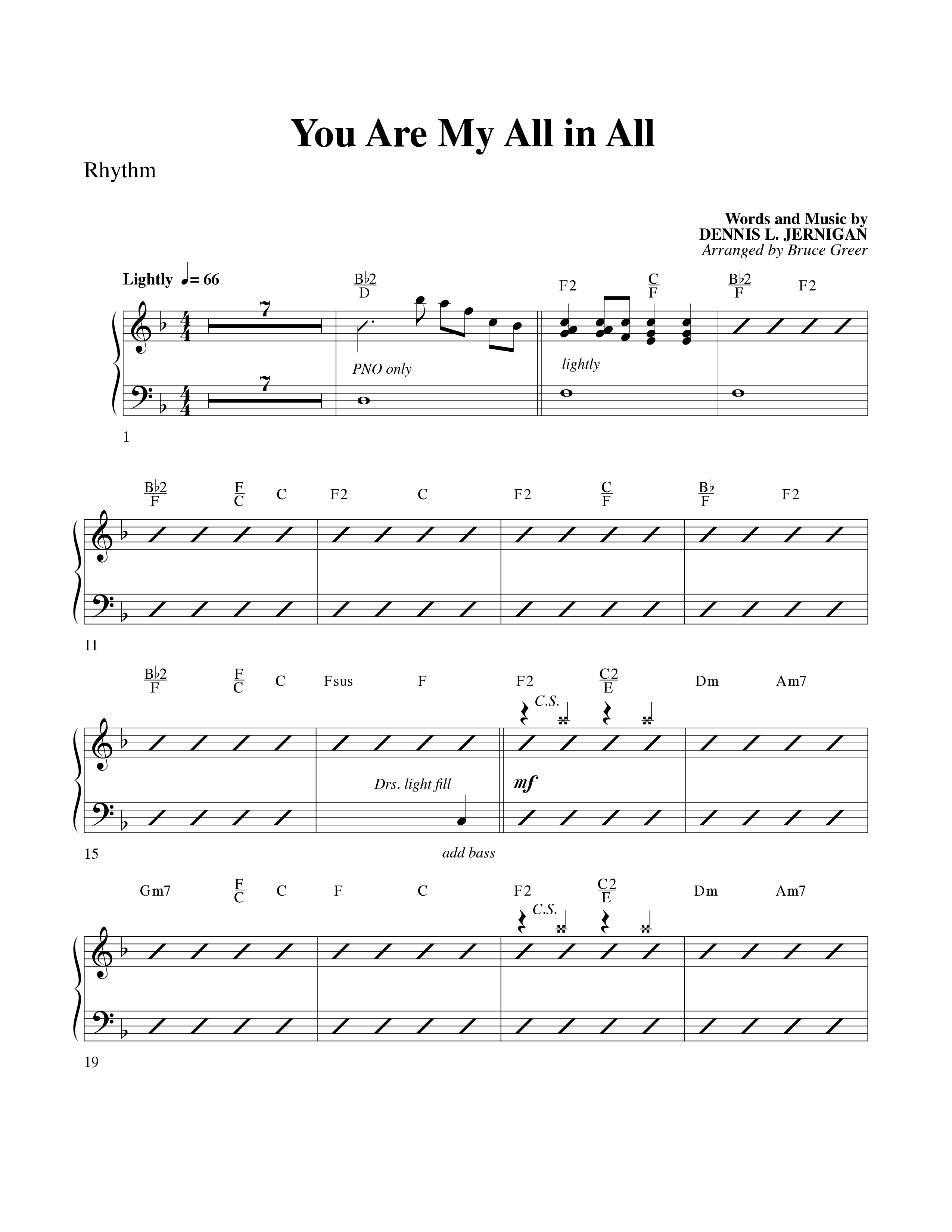 You Are My All In All (Choral Anthem SATB) Rhythm Chart (Word Music Choral)