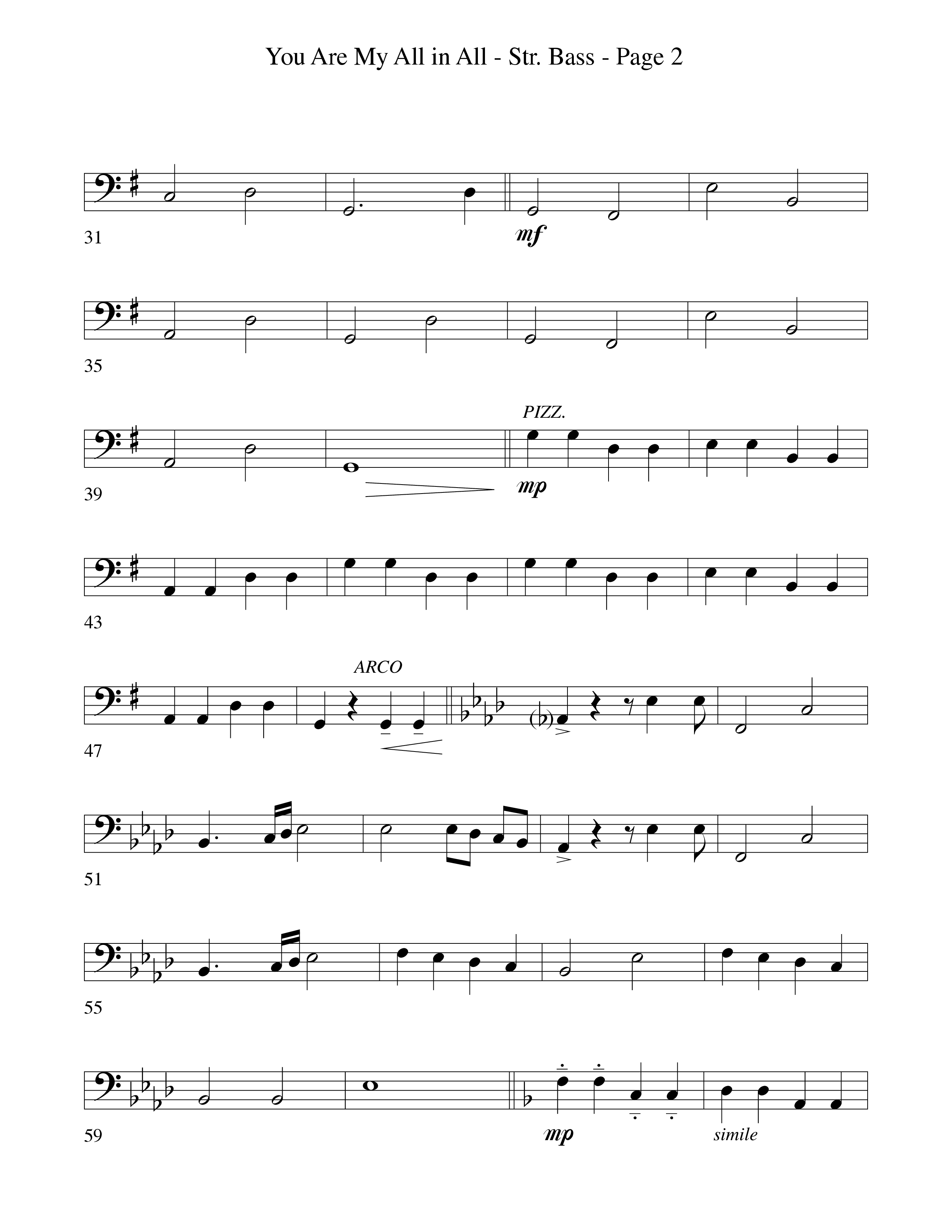 You Are My All In All (Choral Anthem SATB) String Bass (Word Music Choral)